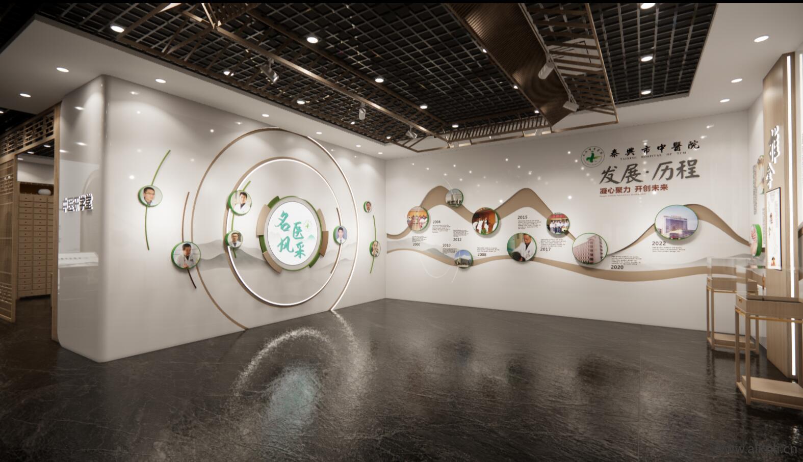 新中式中医药文化展厅医学中医馆展馆药柜SU模型