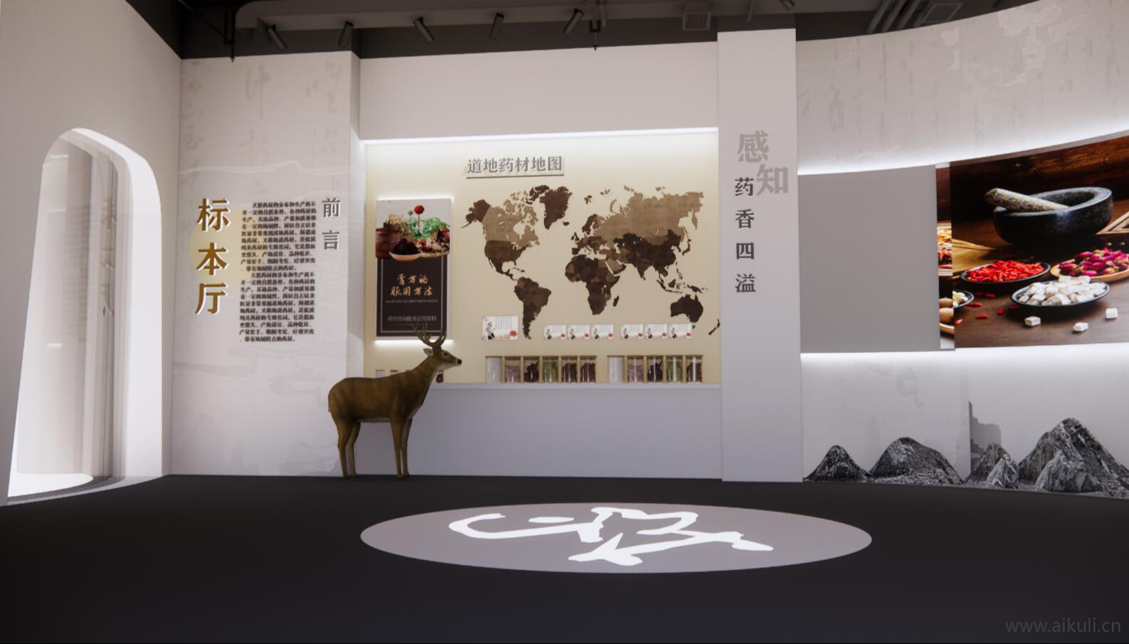 新中式中医药文化展厅医学中医馆展馆博物馆药柜SU