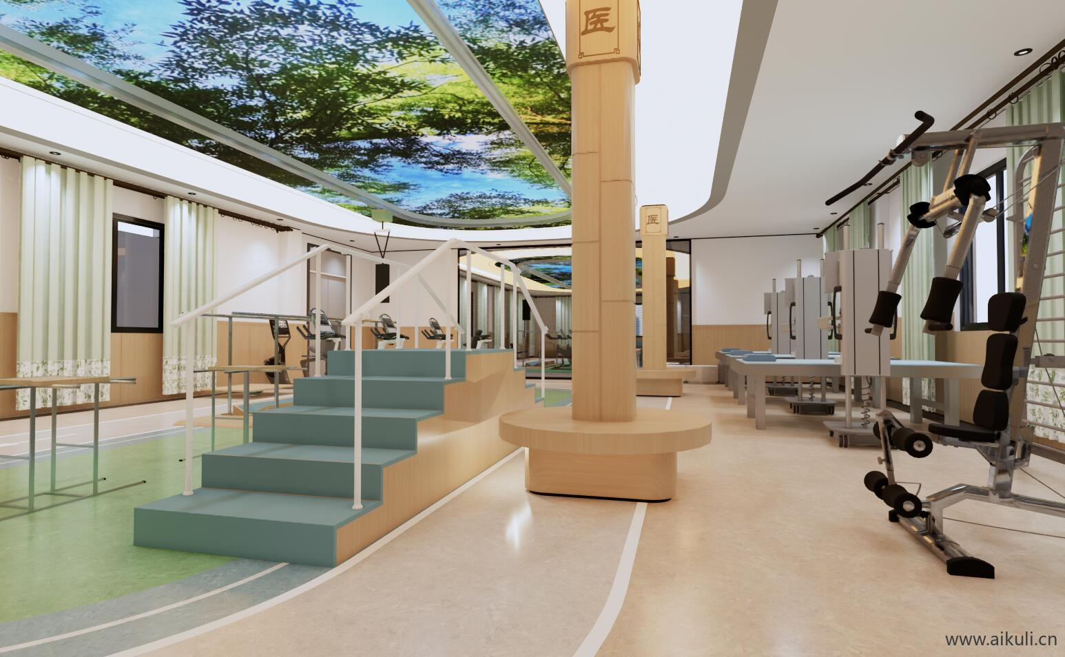 景观医院康复训练室健康评估室康养中心体检室器械SU模型S