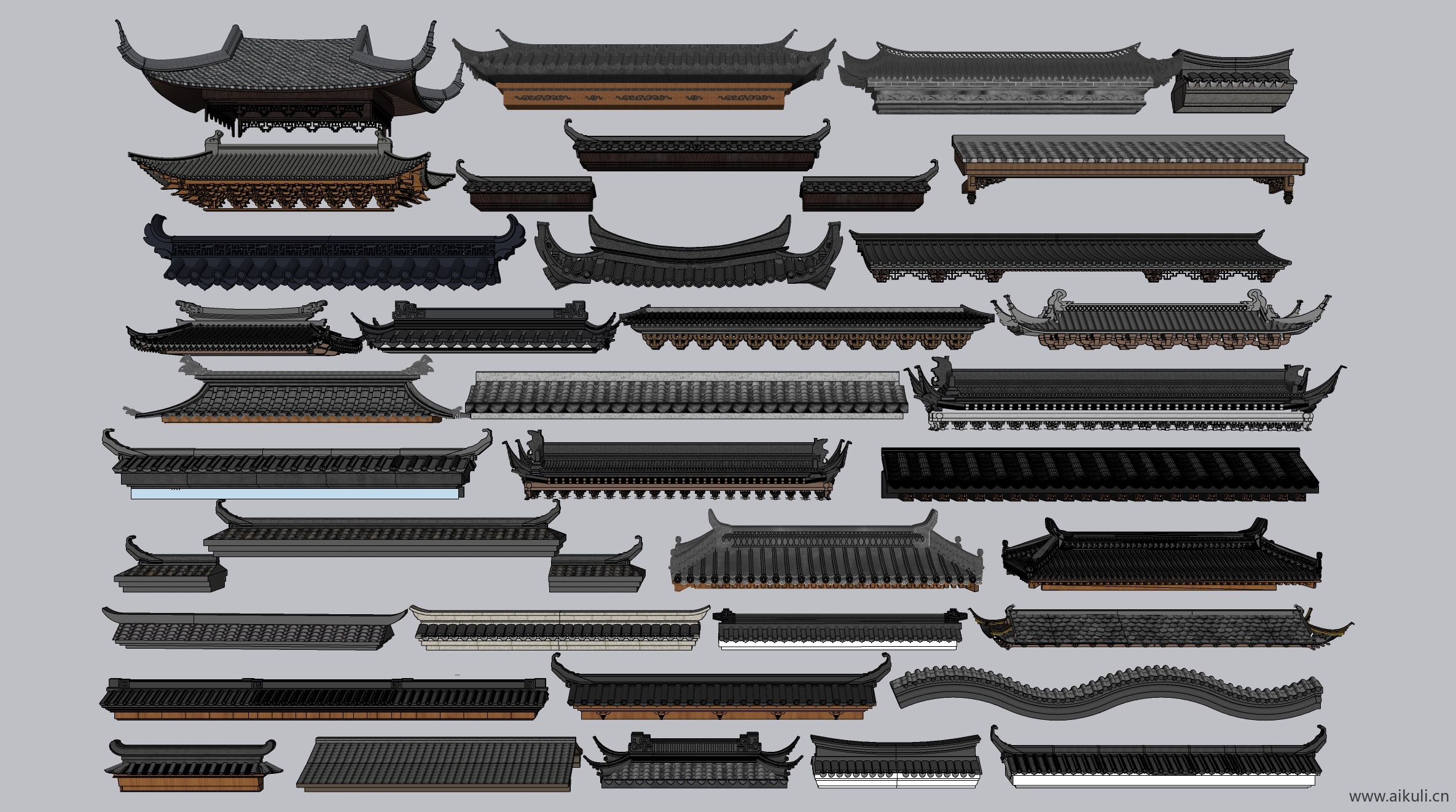 中式建筑屋檐构建1