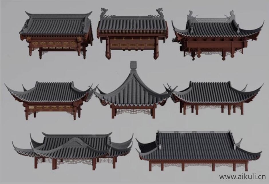 中式屋檐门头屋顶琉璃瓦古建筑