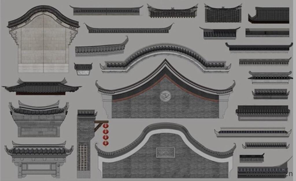 中式屋檐建筑构件