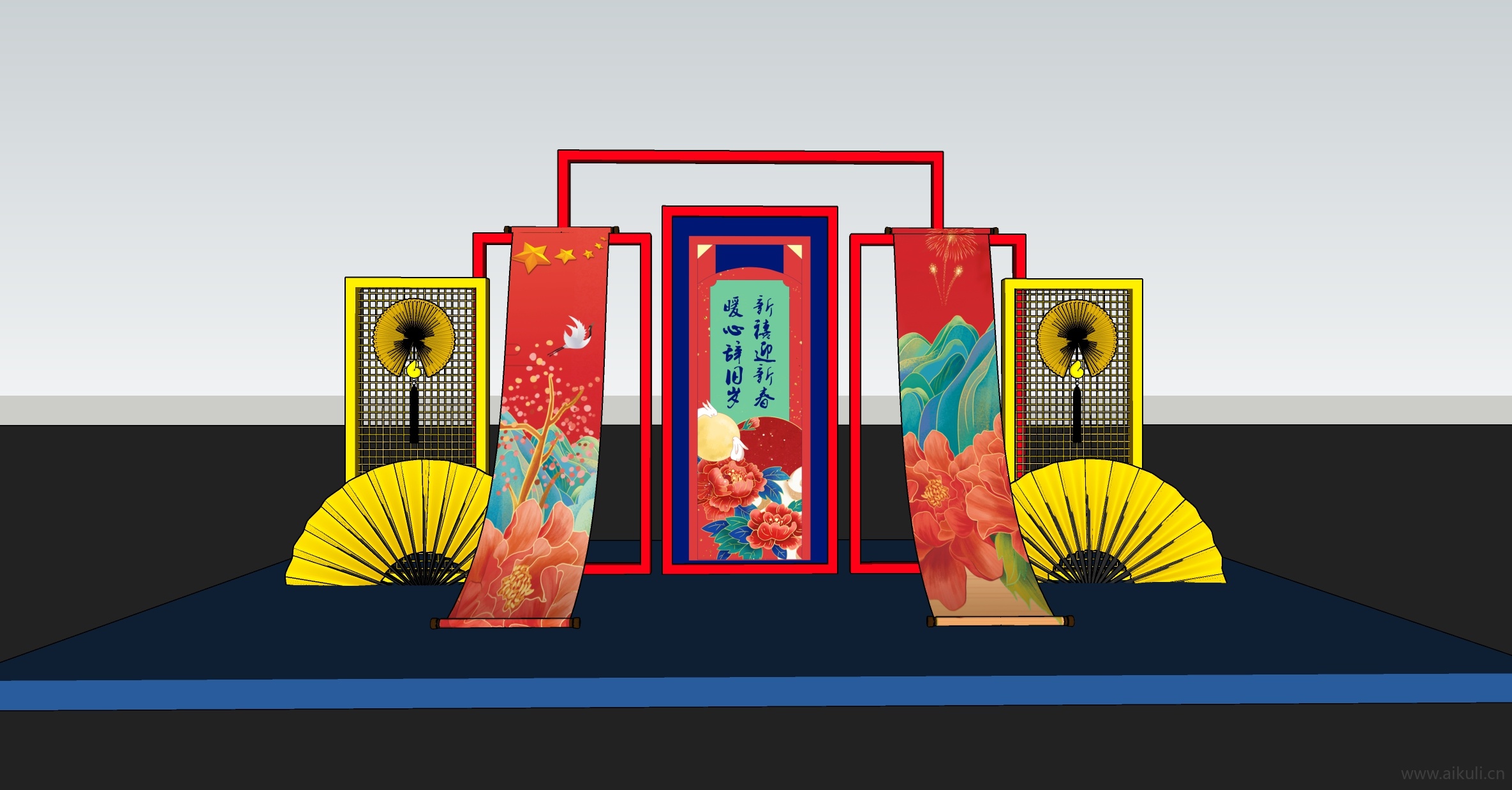国潮美陈活动小品艺术装置SU模型