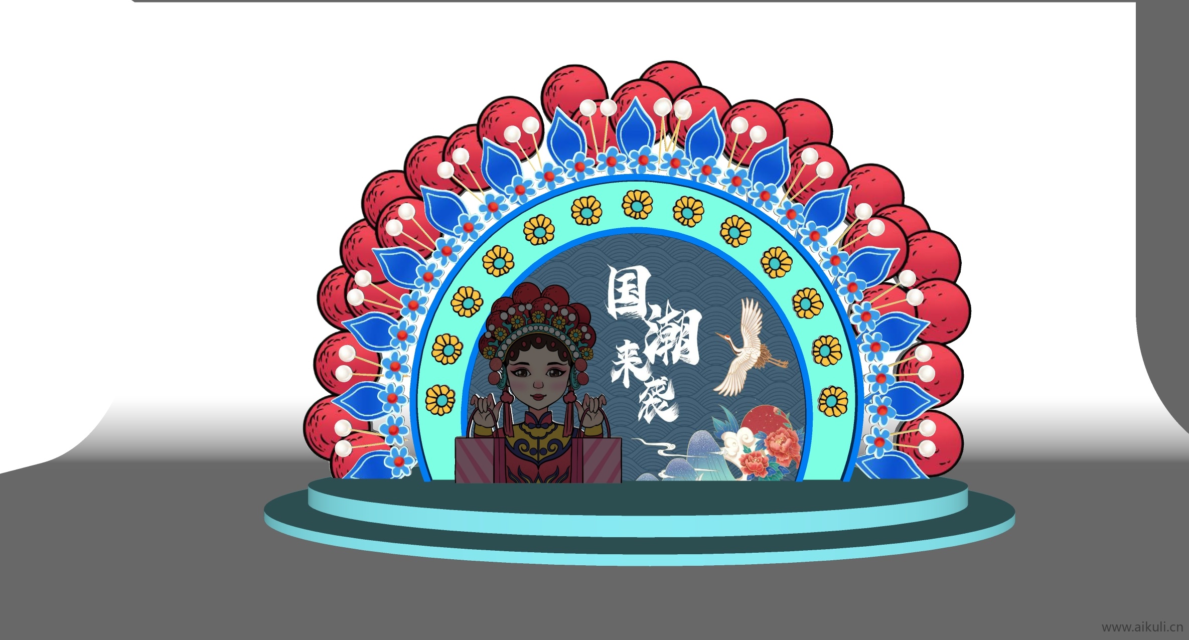 国潮美陈  舞台活动小品装饰SU模型