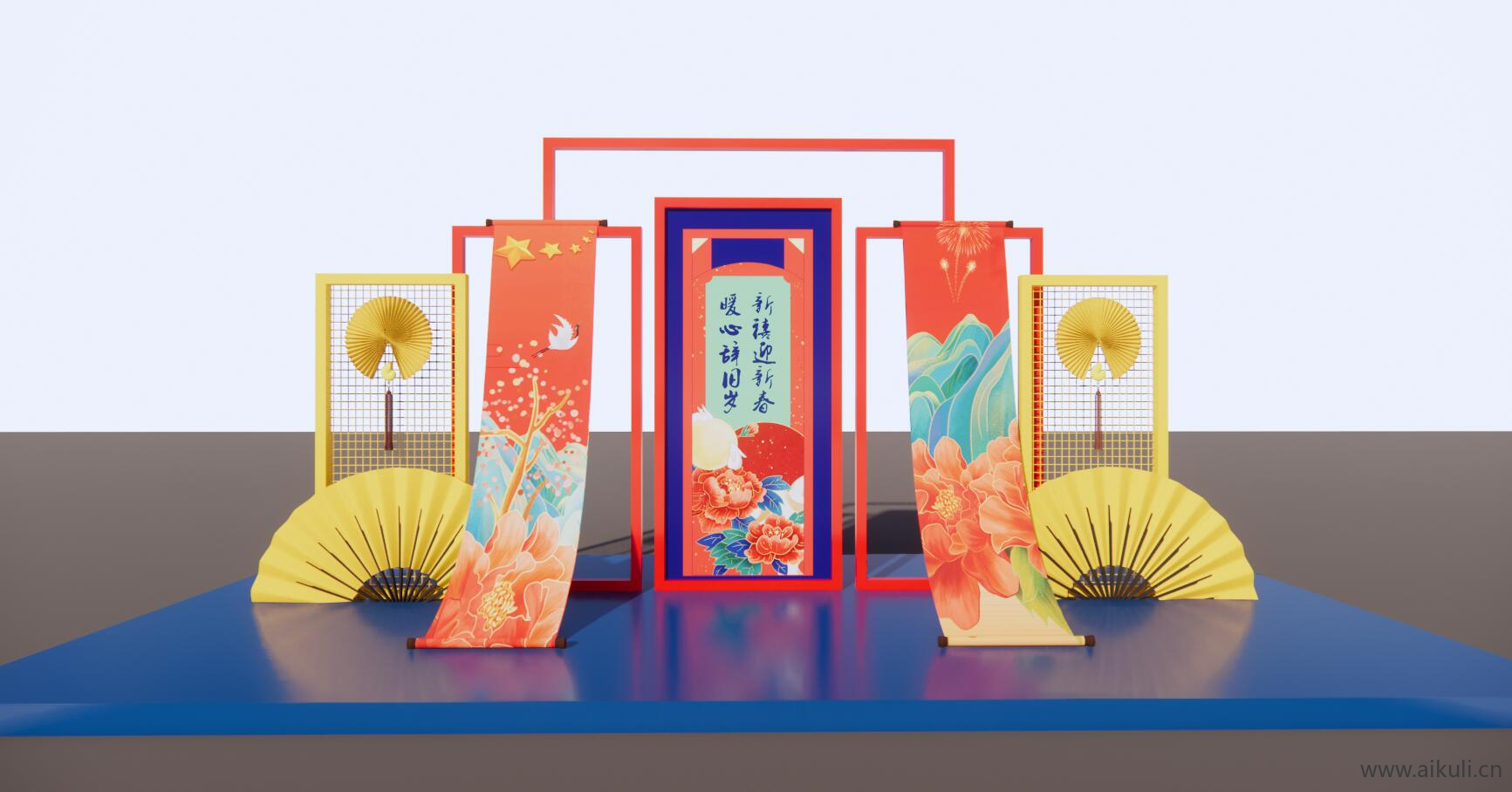 国潮美陈活动小品艺术装置SU模型