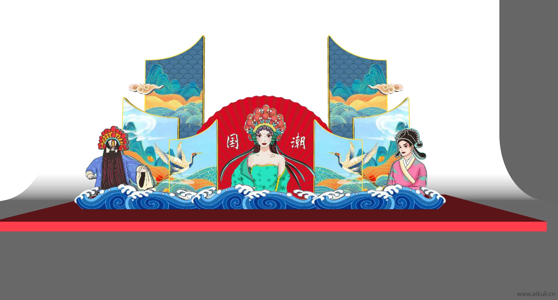 国潮美陈 中式门头 活动小品装饰SU模型BD