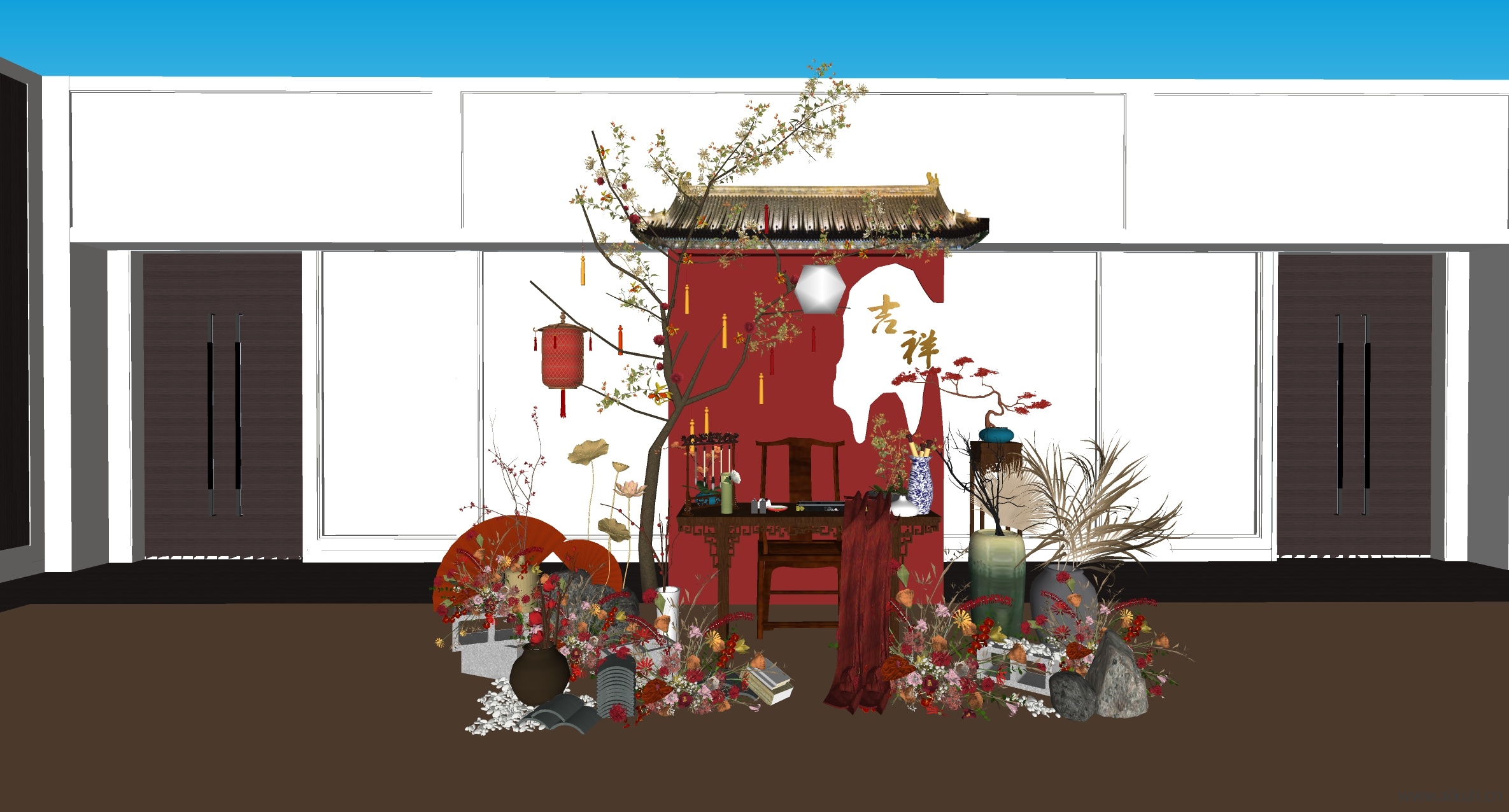 国潮美陈活动小品装饰SU模型