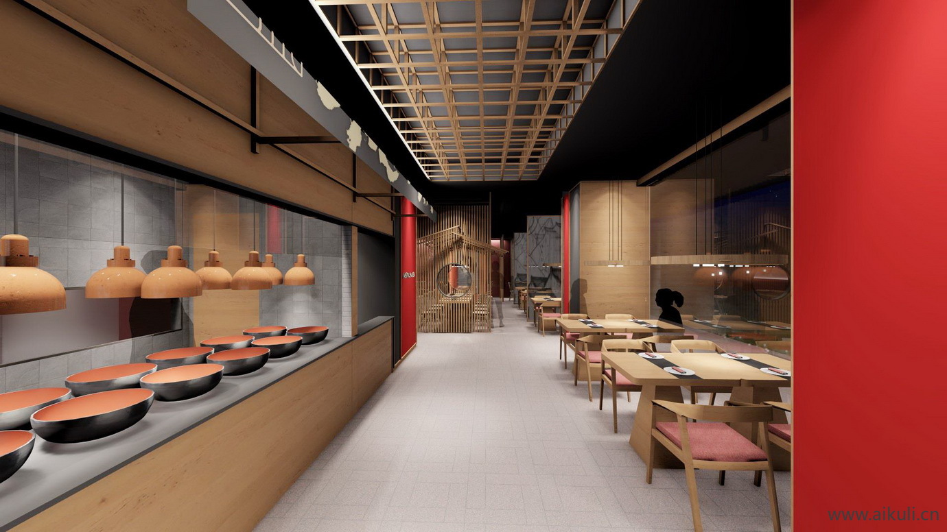 中式特色主题餐饮设计餐厅SU模型