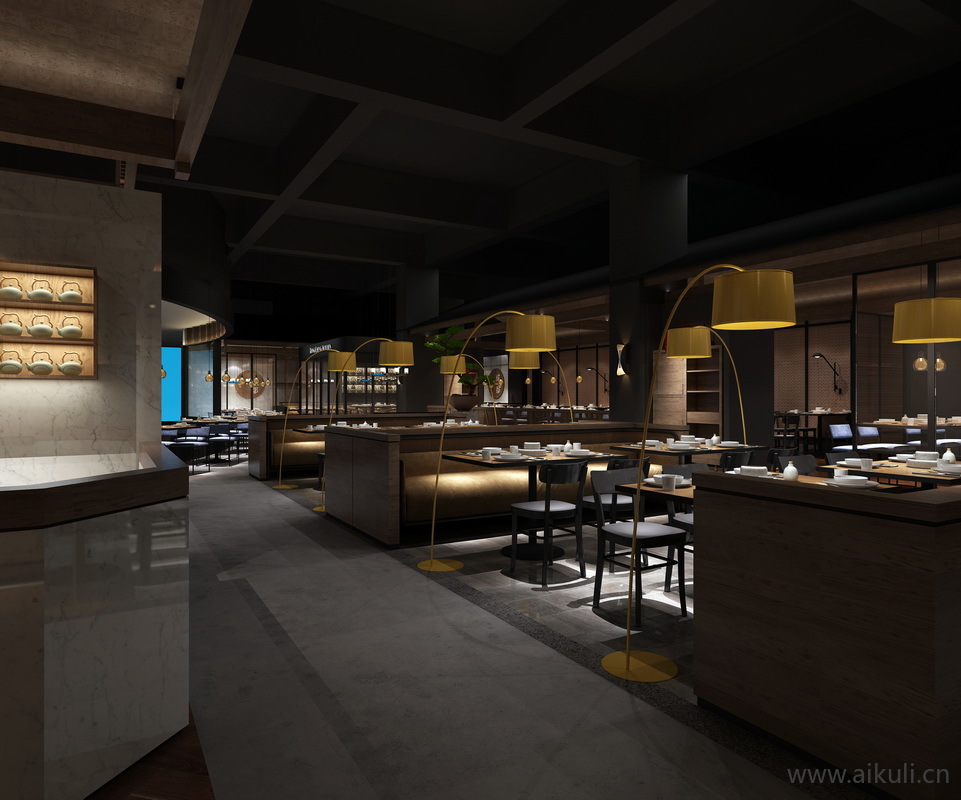 惠州中式餐饮设计餐厅SU模型