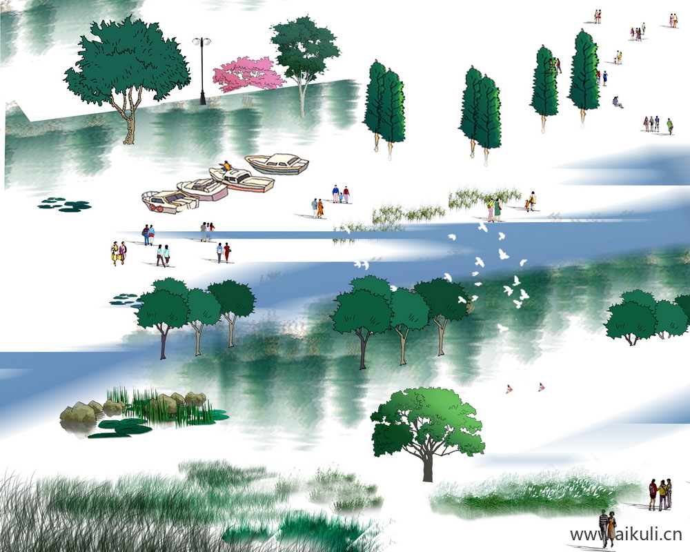 手绘立面景观筑景植物H-PSD免扣