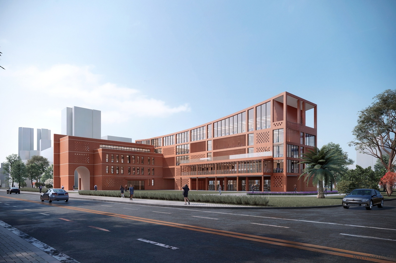 现代红砖建筑 艺术楼 特色红墙砖建筑B-SU模型