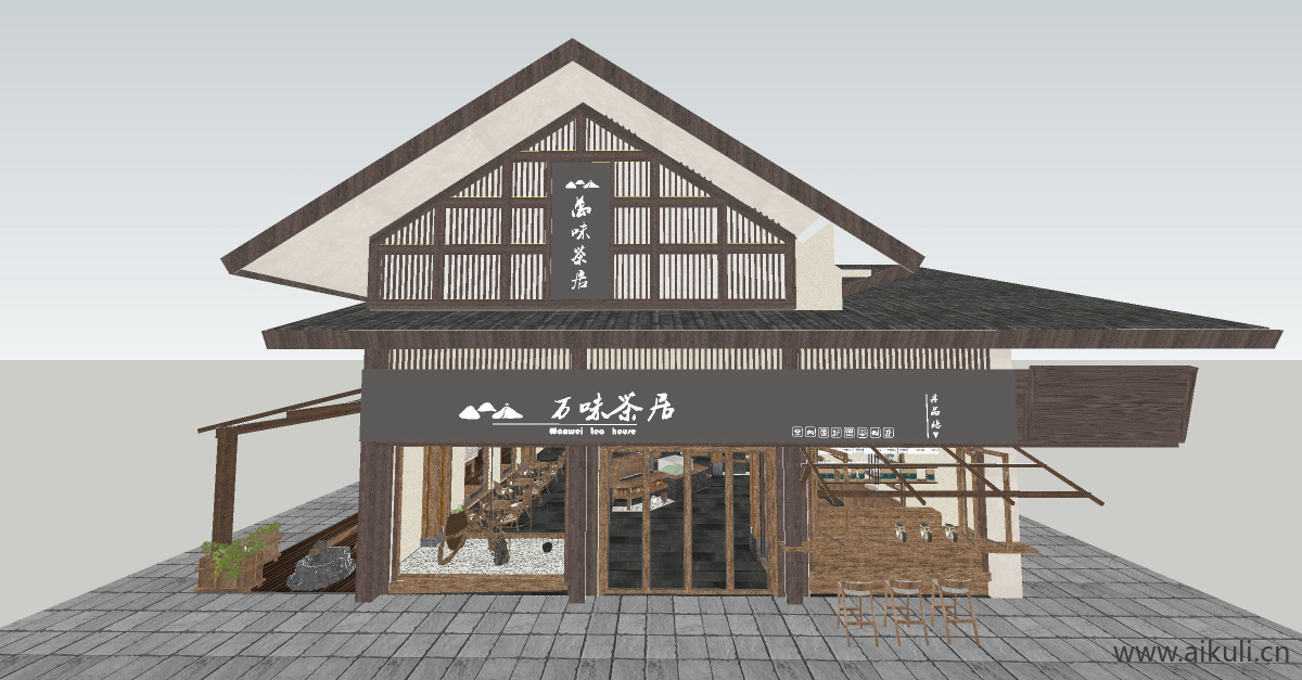 新中式茶馆 茶楼 茶室K-SU模型