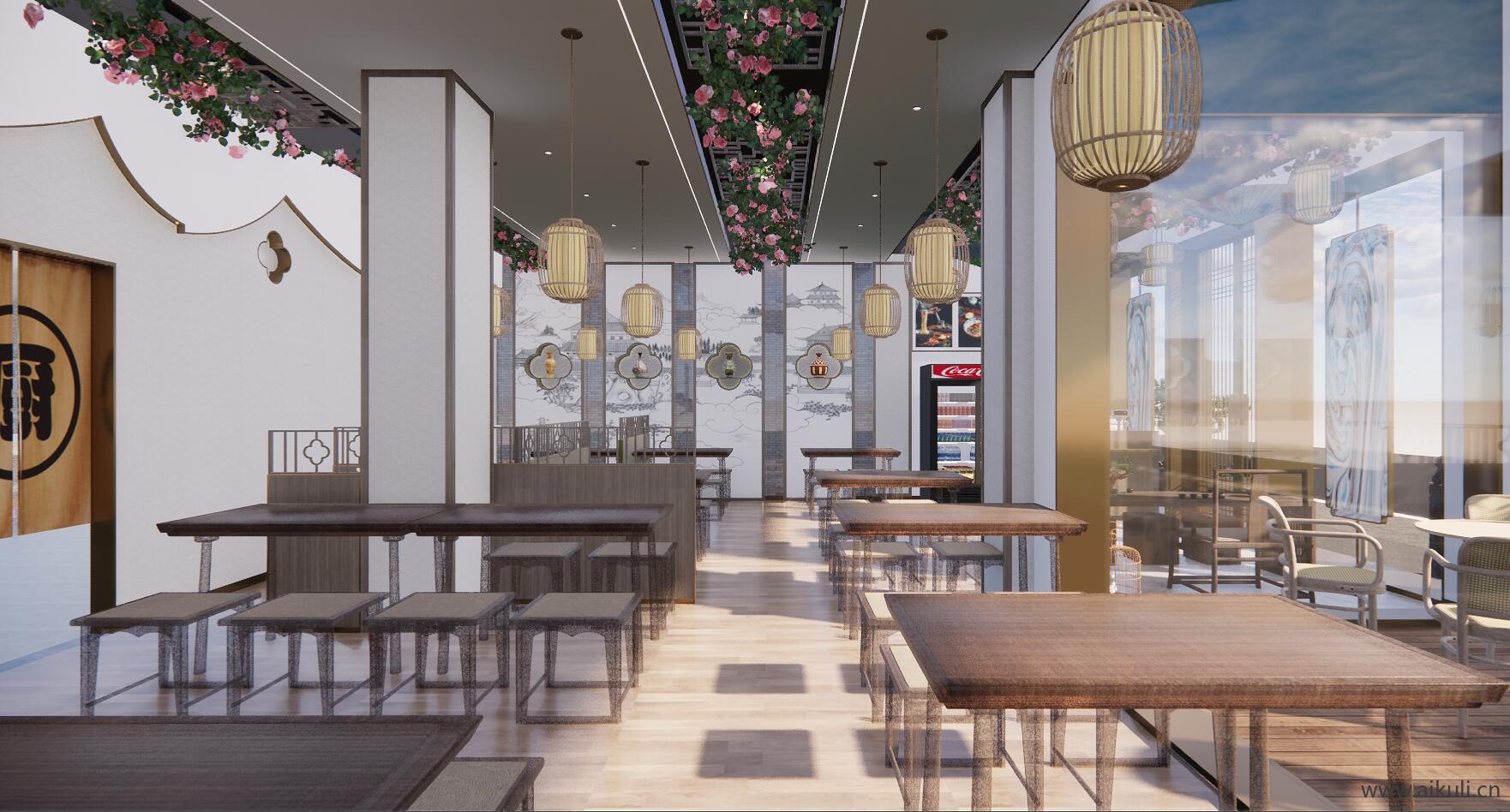 新中式餐厅 餐饮空间 餐厅家具SU模型