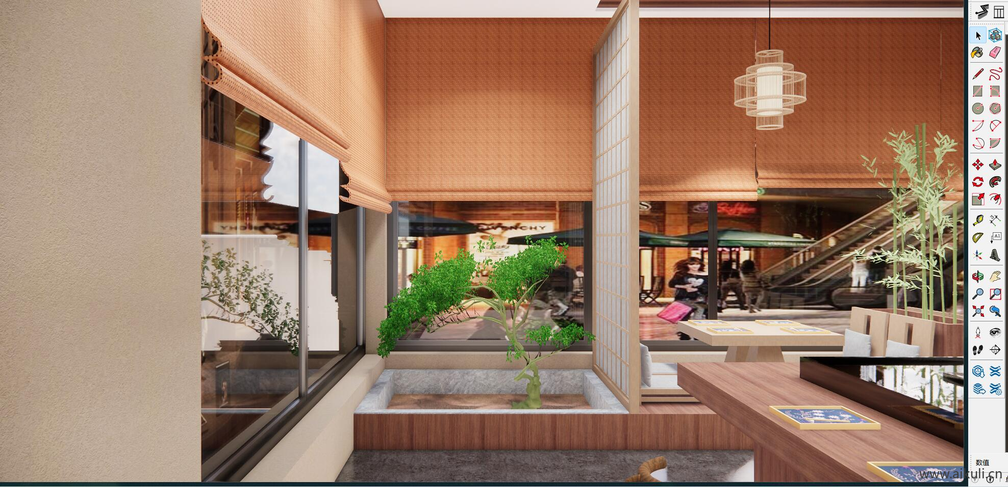 日式风格 主题餐厅 SU模型