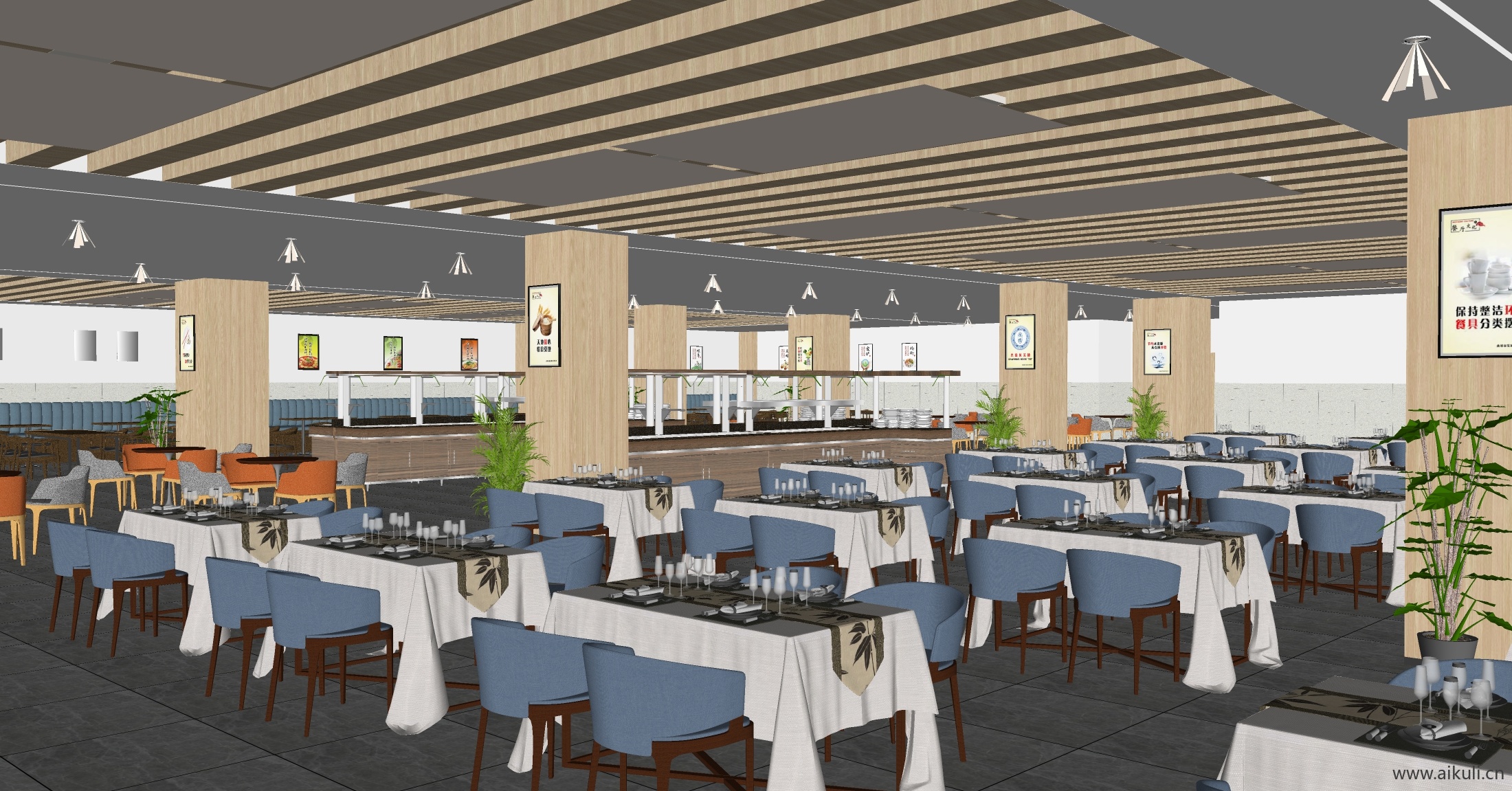 企业员工自助餐厅食堂W-SU模型