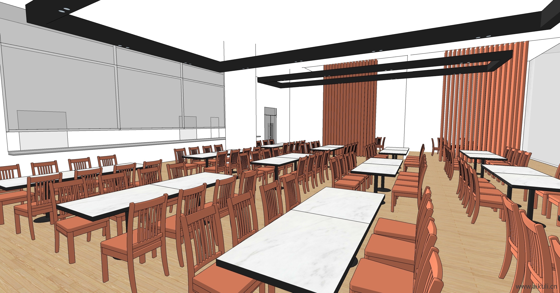 现代员工食堂 学生饭堂 教师餐厅Z-SU模型