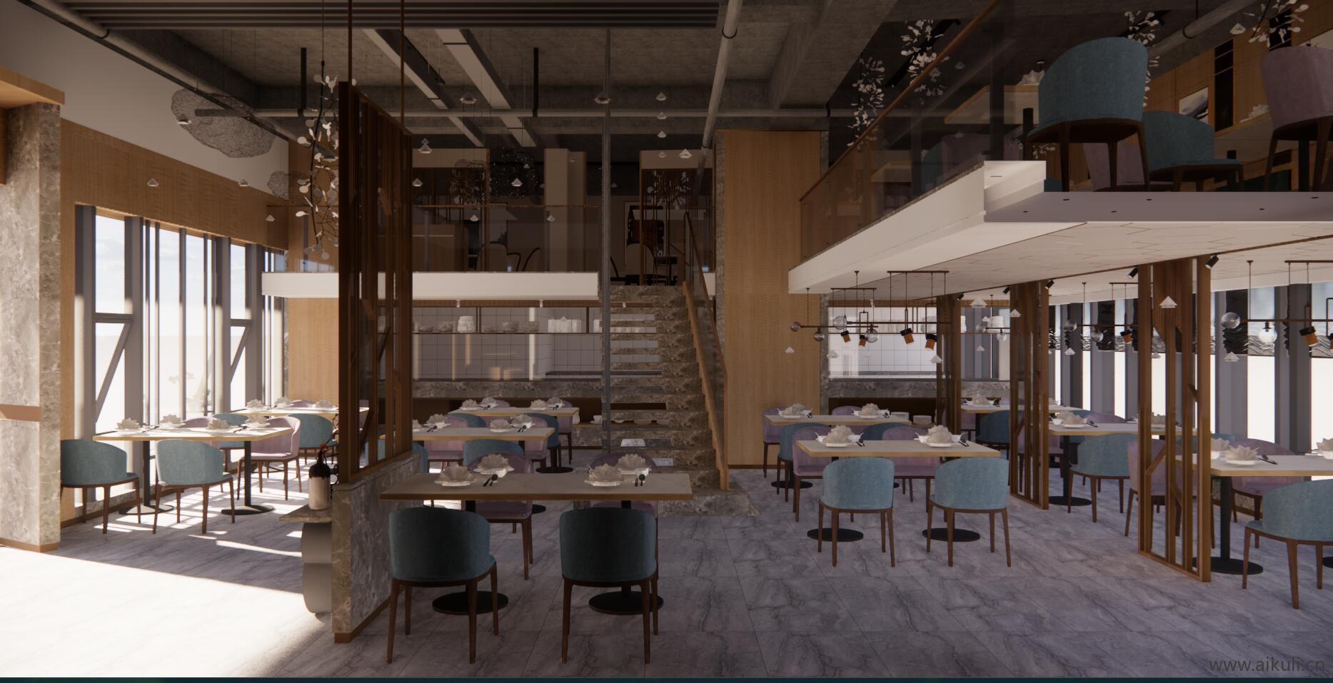现代中餐厅会客厅 餐饮空间SU模型