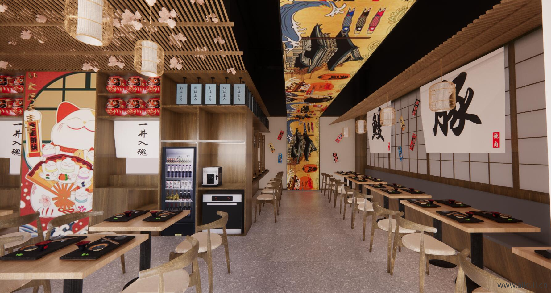 日式风格日料寿司 餐饮店SU模型