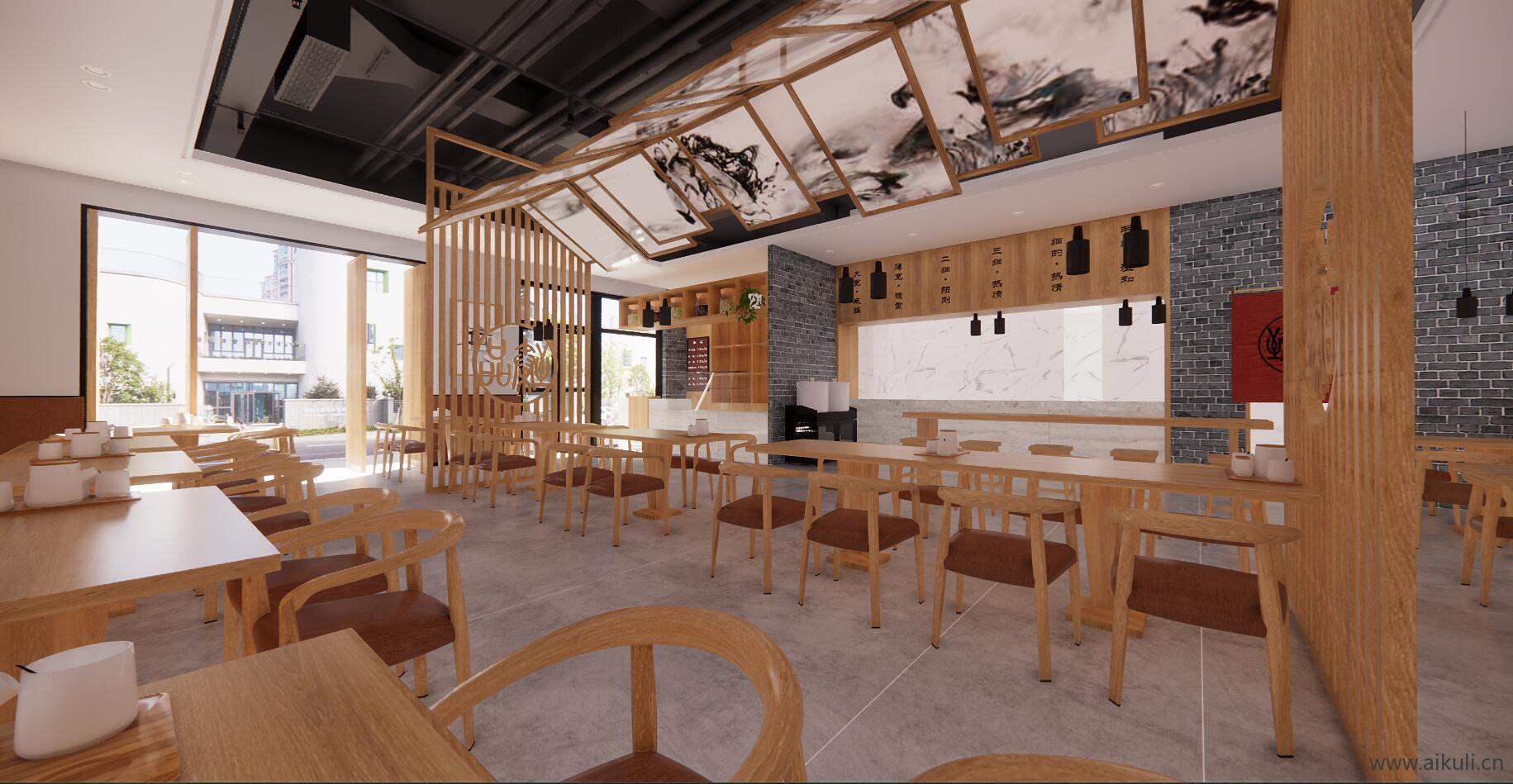 新中式餐厅 面馆SU模型