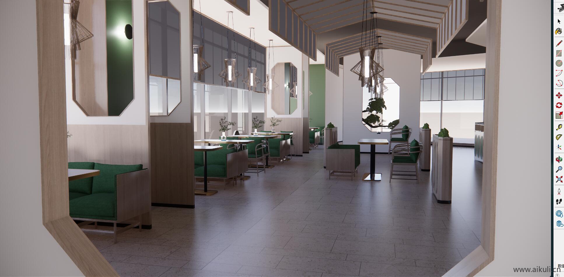 现代中餐厅餐饮空间SU模型