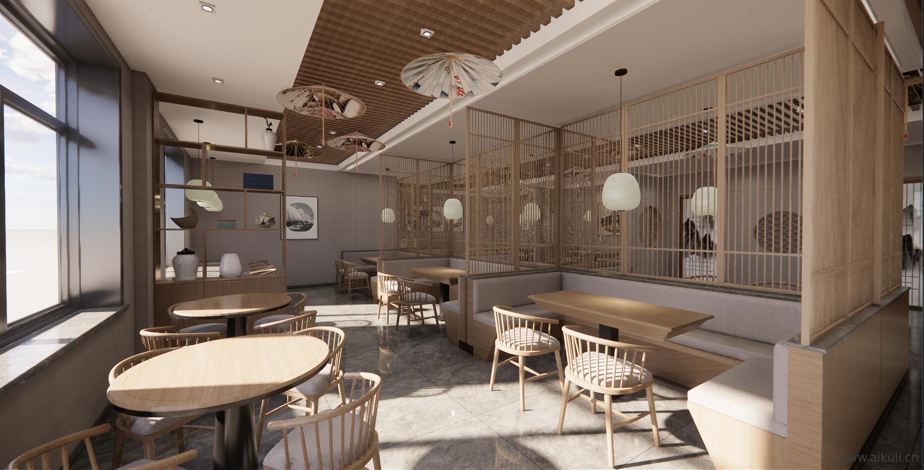 新中式餐桌椅 餐厅 包厢SU模型
