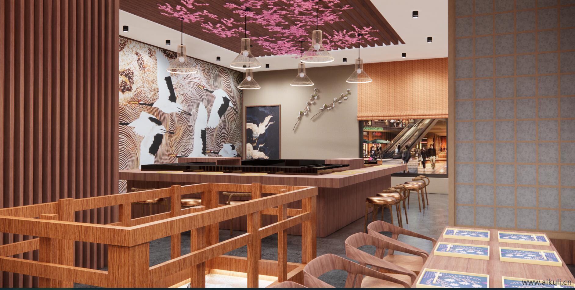日式风格 主题餐厅 SU模型