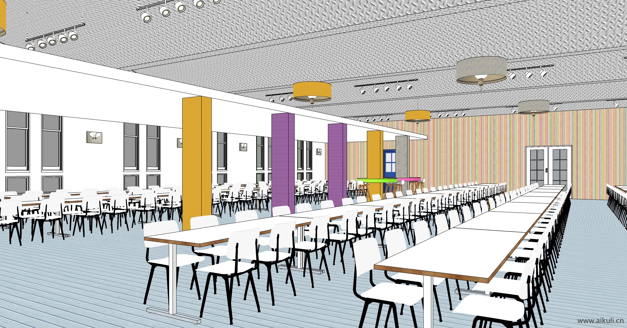 现代员工食堂 学生饭堂 教师餐厅Y-SU模型