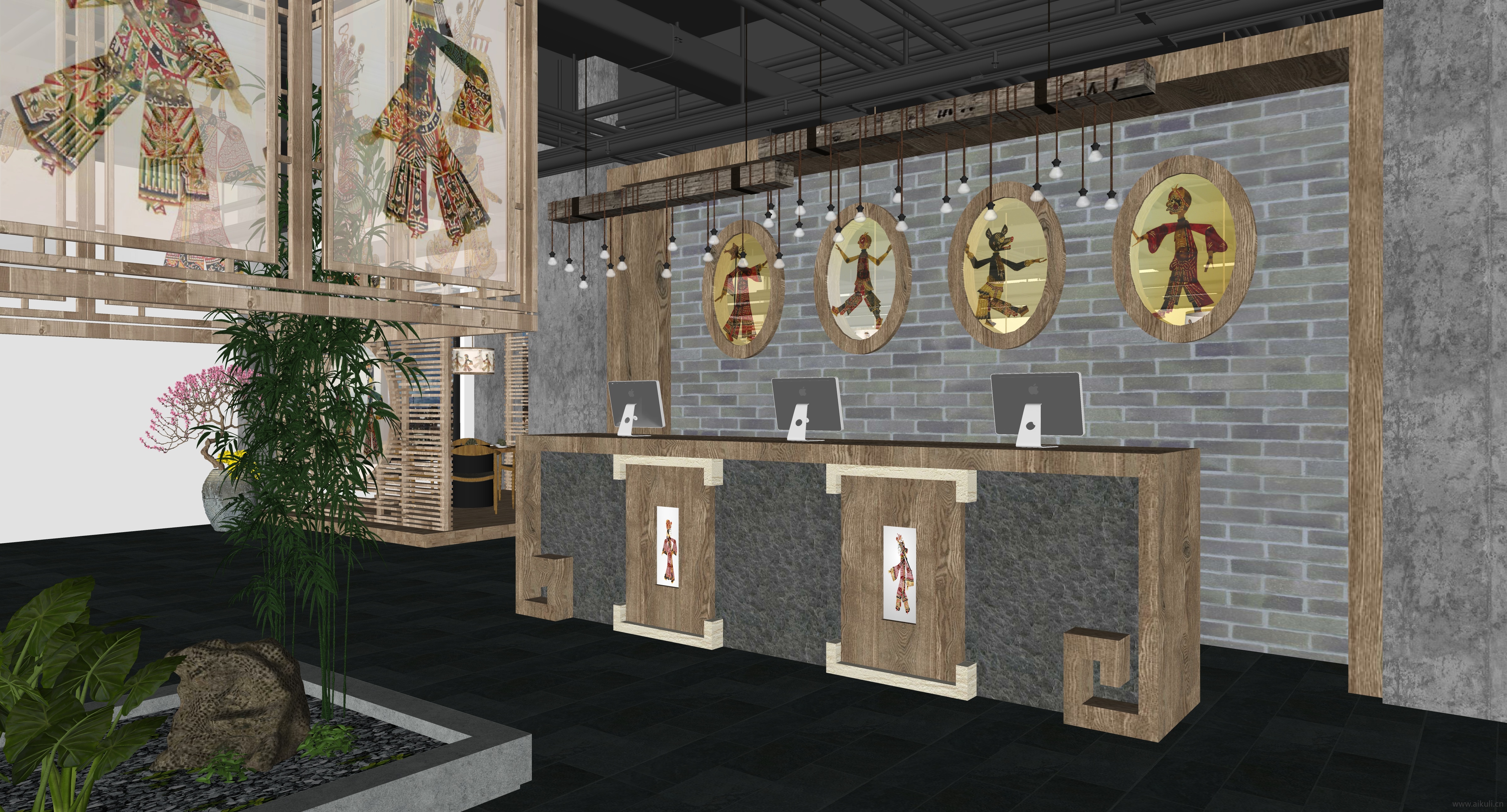 新中式非遗餐厅SU模型