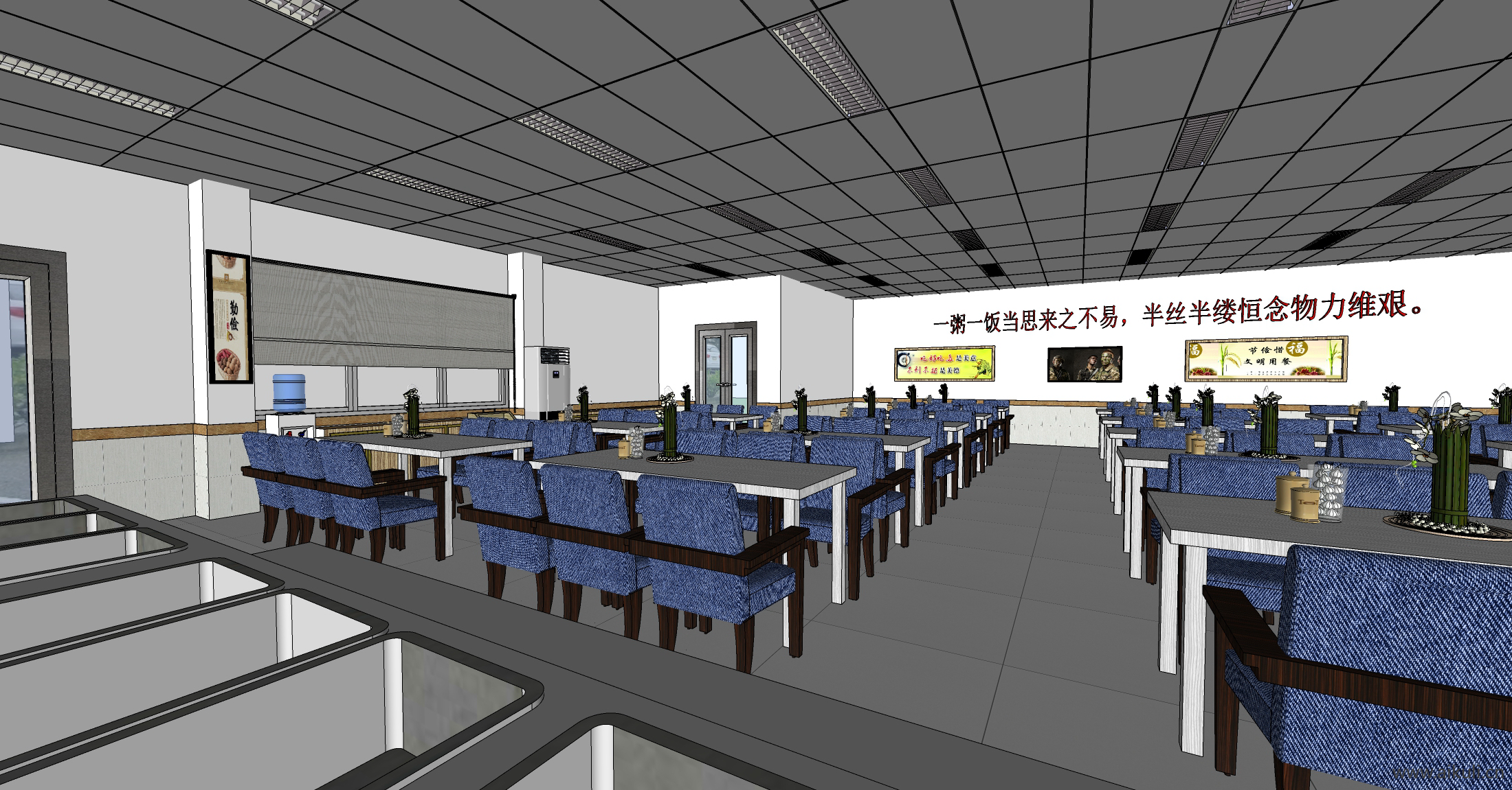 现代员工食堂 学生饭堂 教师餐厅BA-SU模型