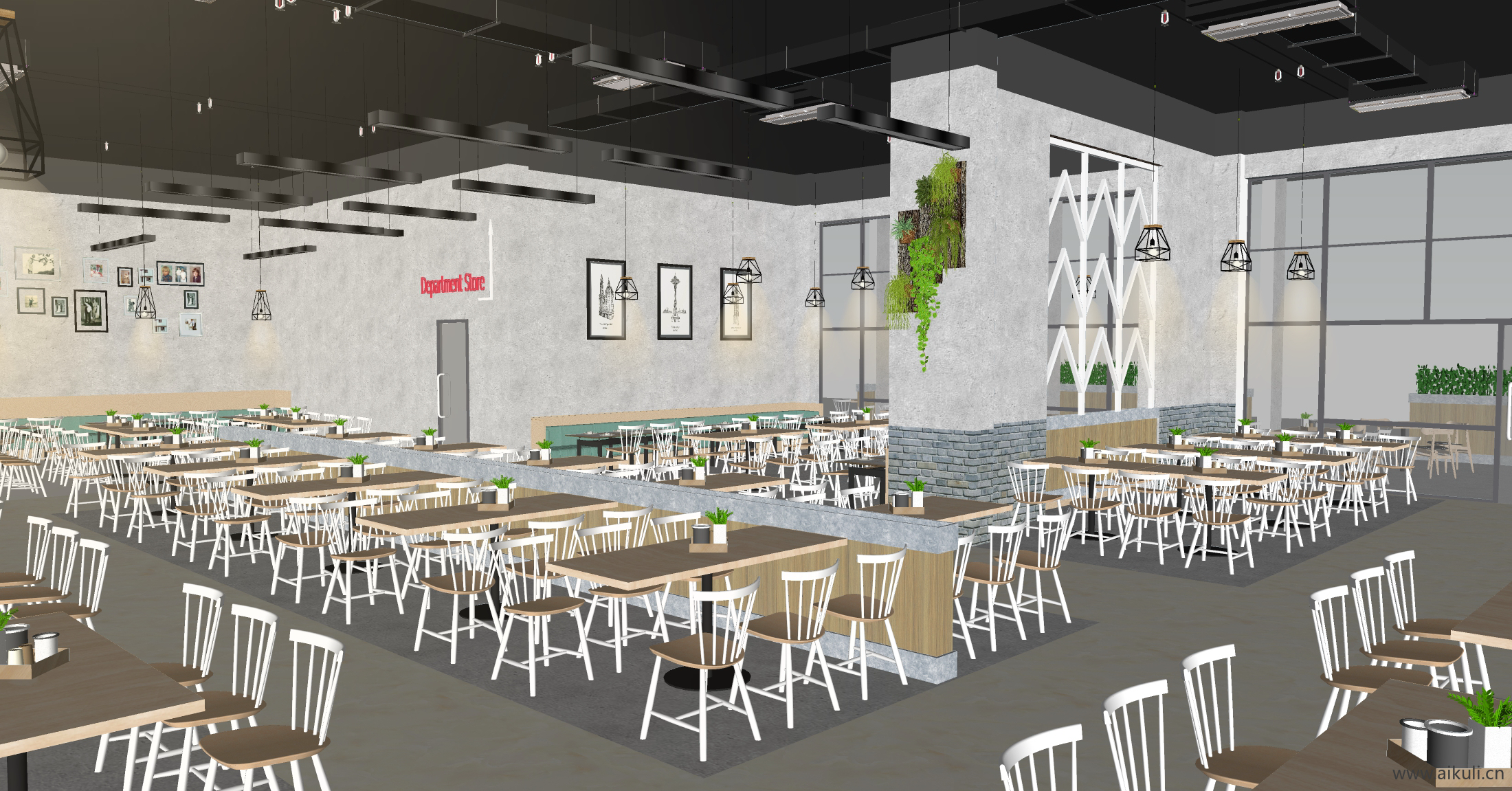 企业员工自助餐厅食堂BA-SU模型