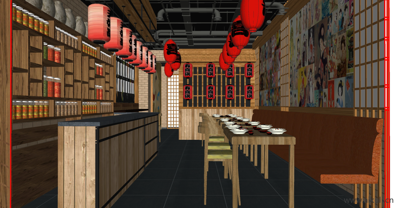 日式酒屋日料寿司 SU模型