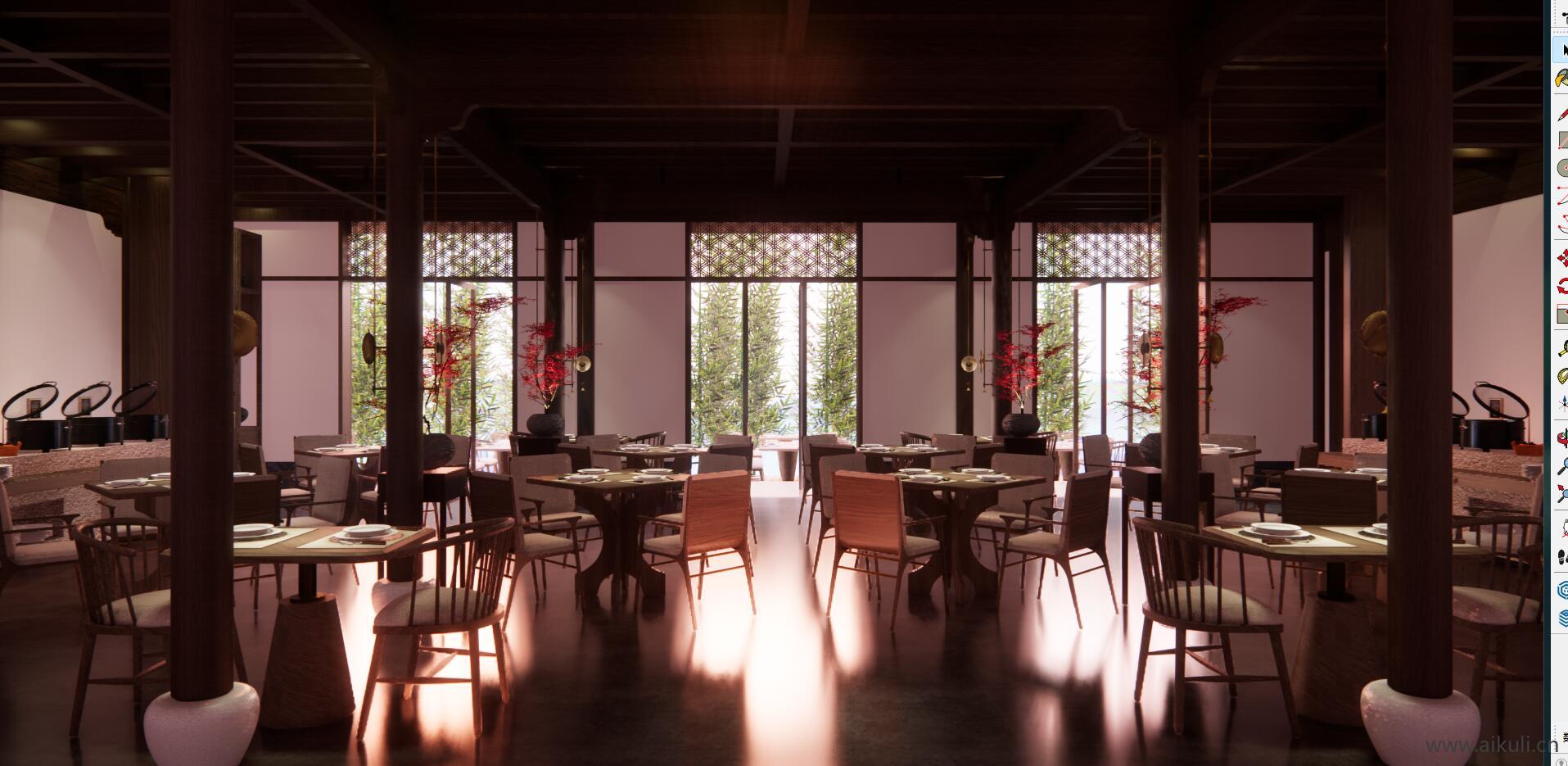 中式美食 餐厅SU模型