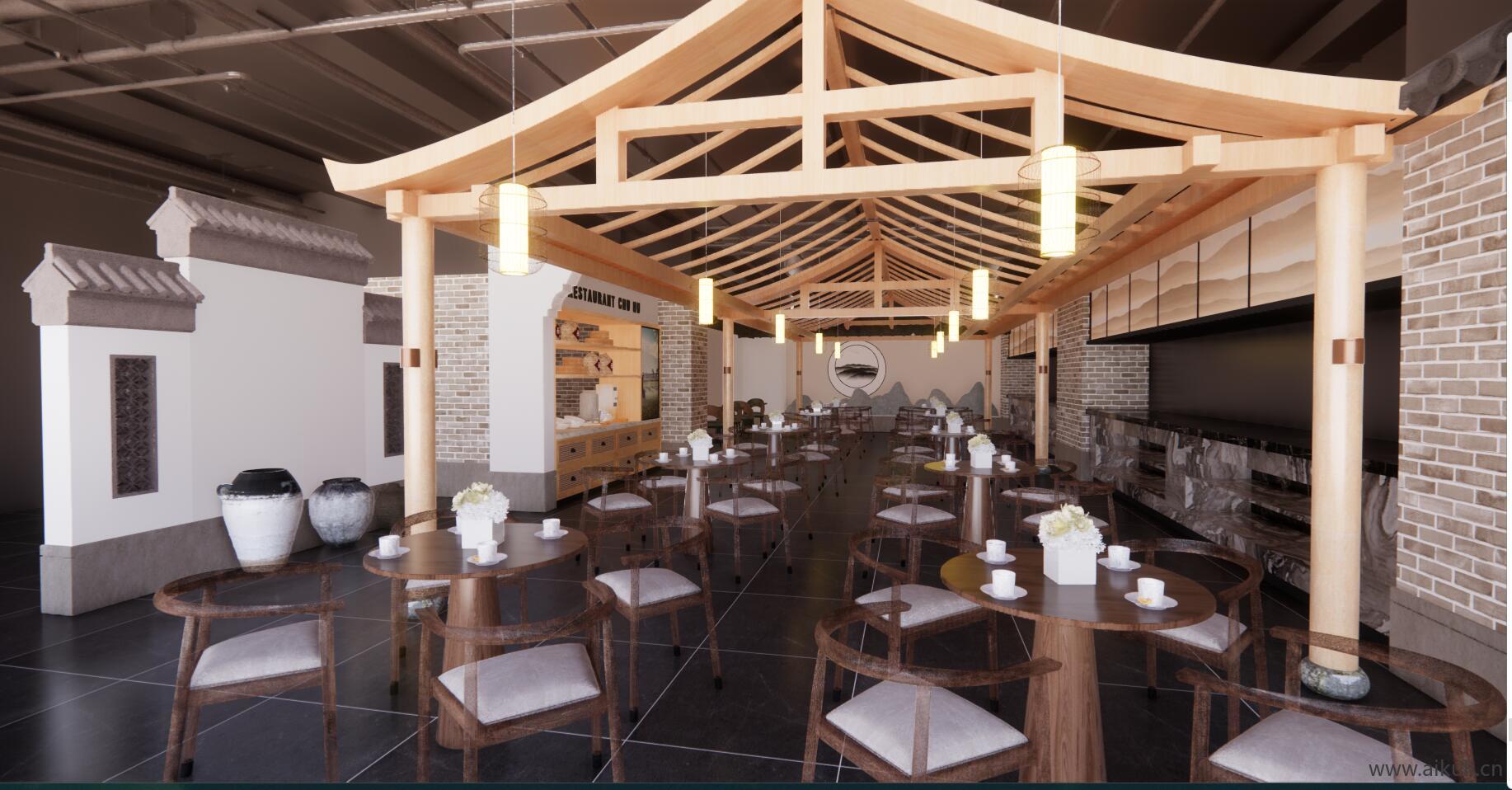 新中式餐厅SU