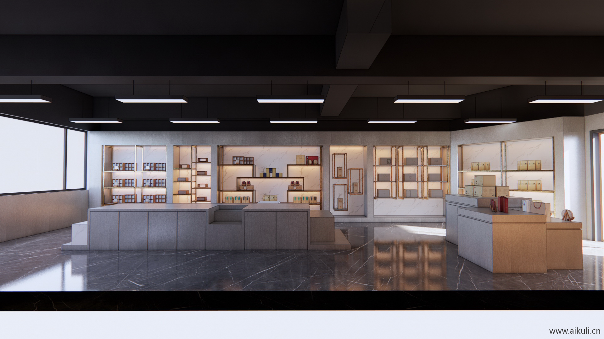 新中式茶叶店 展厅 展示柜 店铺 茶叶专卖店C-SU模型SU模型