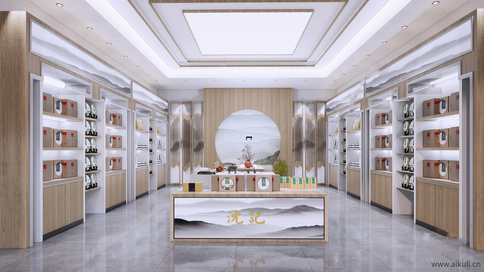 新中式茶叶店 展厅 展示柜 店铺 茶叶专卖店D-SU模型SU模型