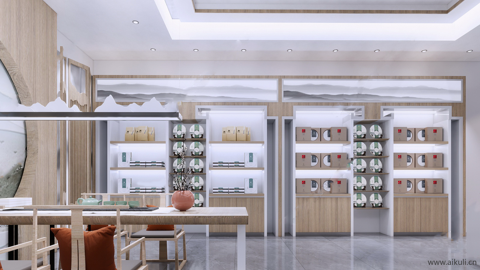 新中式茶叶店 展厅 展示柜 店铺 茶叶专卖店D-SU模型SU模型