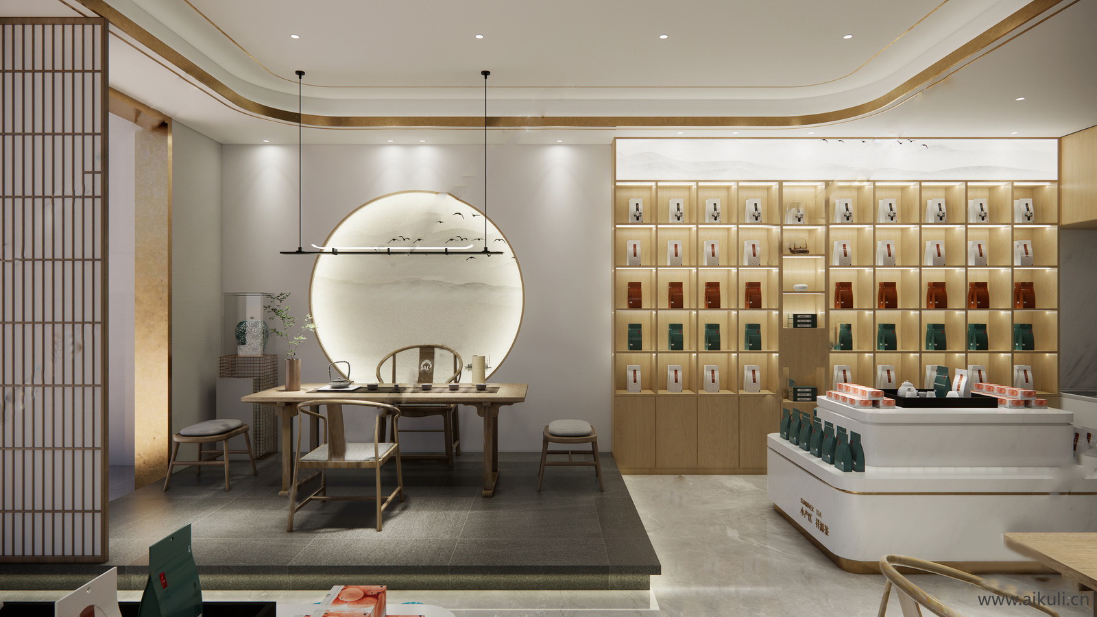 茶叶展示柜茶叶店铺茶室茶叶专卖店茶叶SU模型