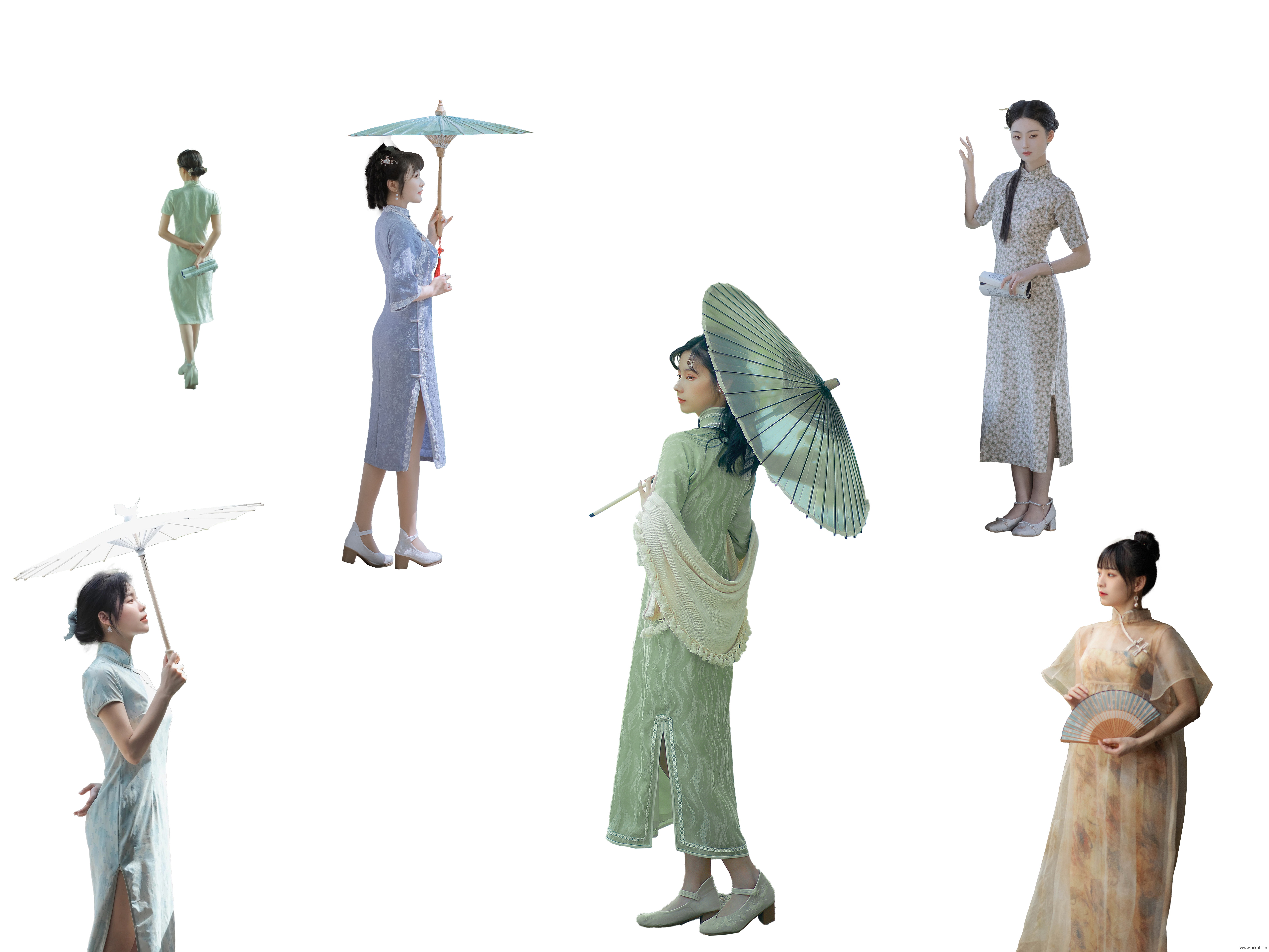 中式古风旗袍服装人物BPNG免扣