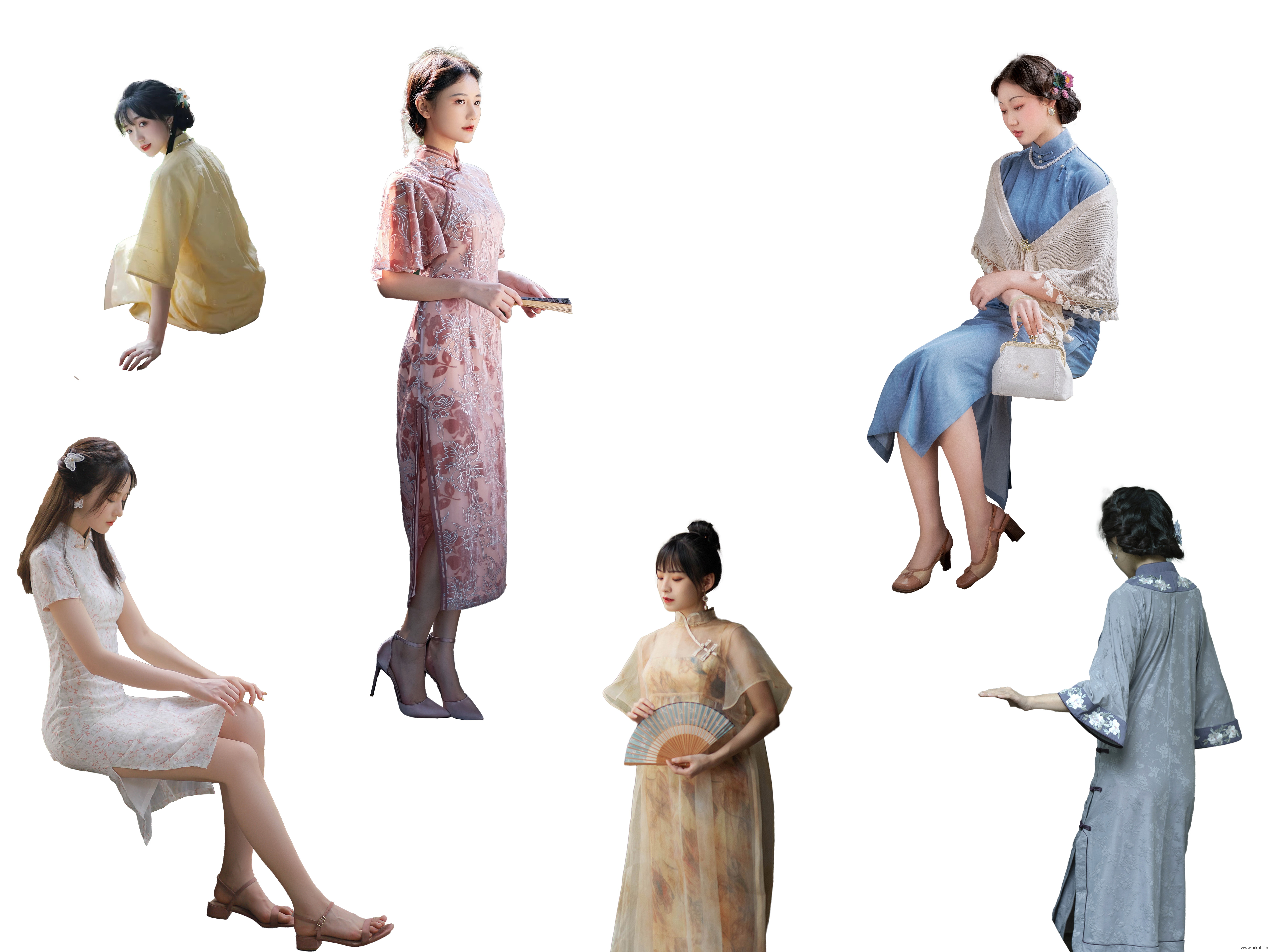 中式古风旗袍服装人物FPNG免扣