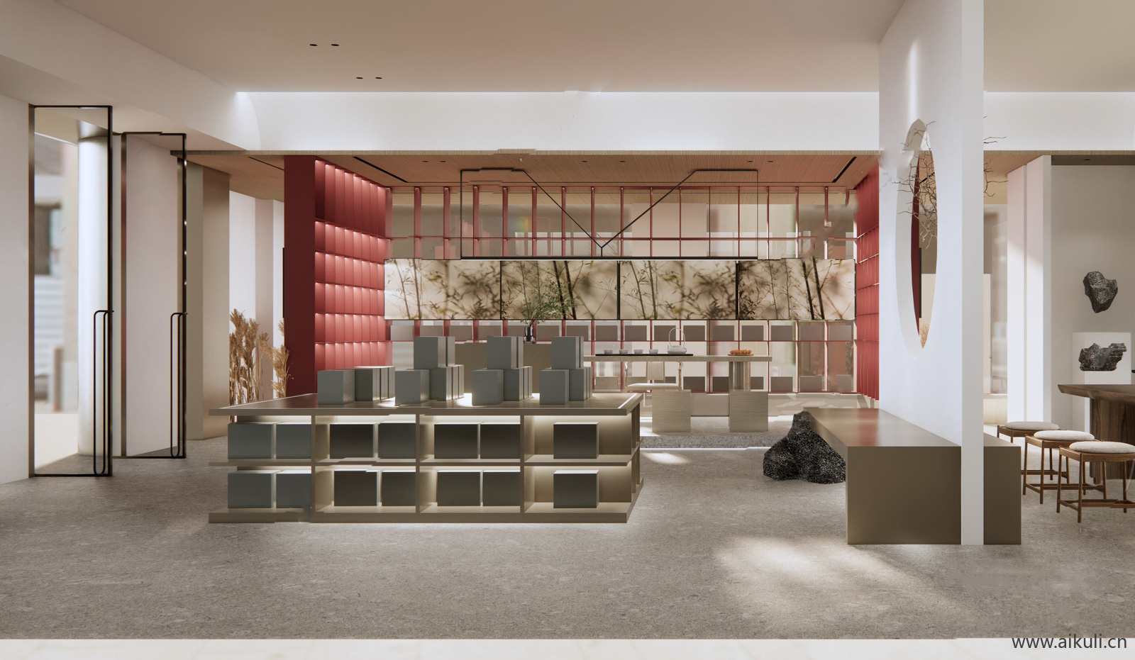茶展厅茶叶展示柜茶叶店铺茶室茶叶专卖店茶叶SU