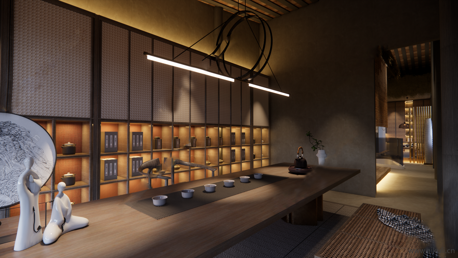 新中式茶叶店 展厅 展示柜 店铺 茶叶专卖店F-SU模型SU模型