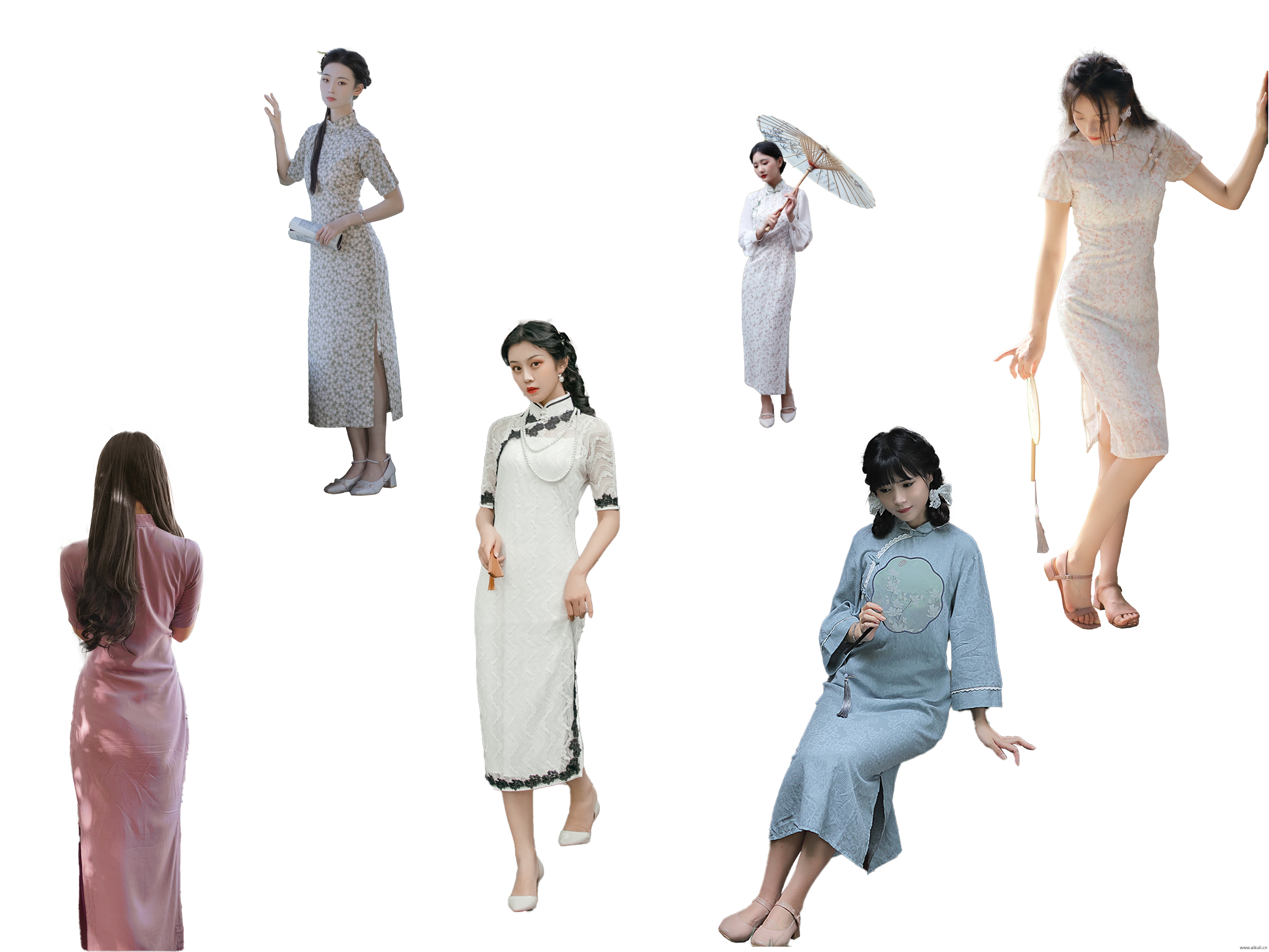 中式古风旗袍服装人物CPNG免扣