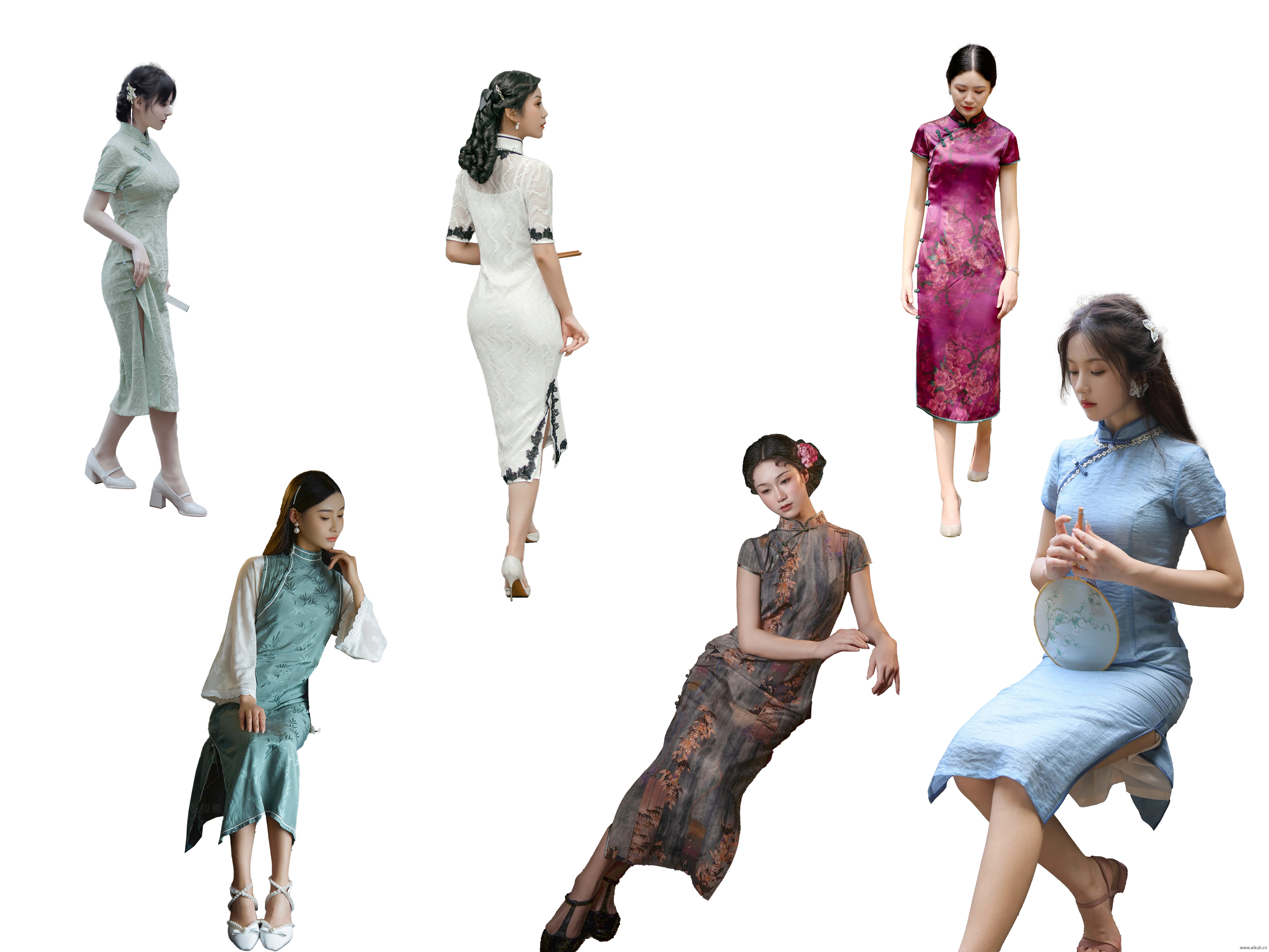 中式古风旗袍服装人物DPNG免扣