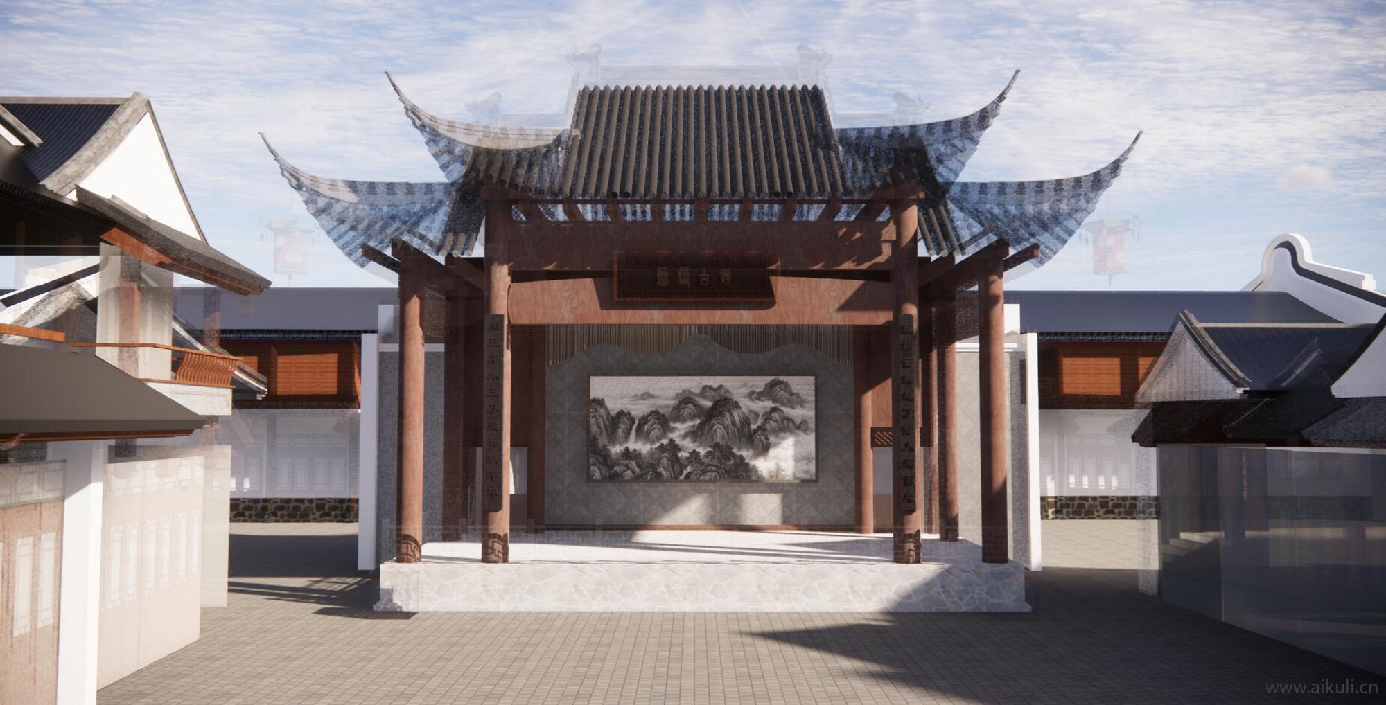 中式乡村戏台SU模型