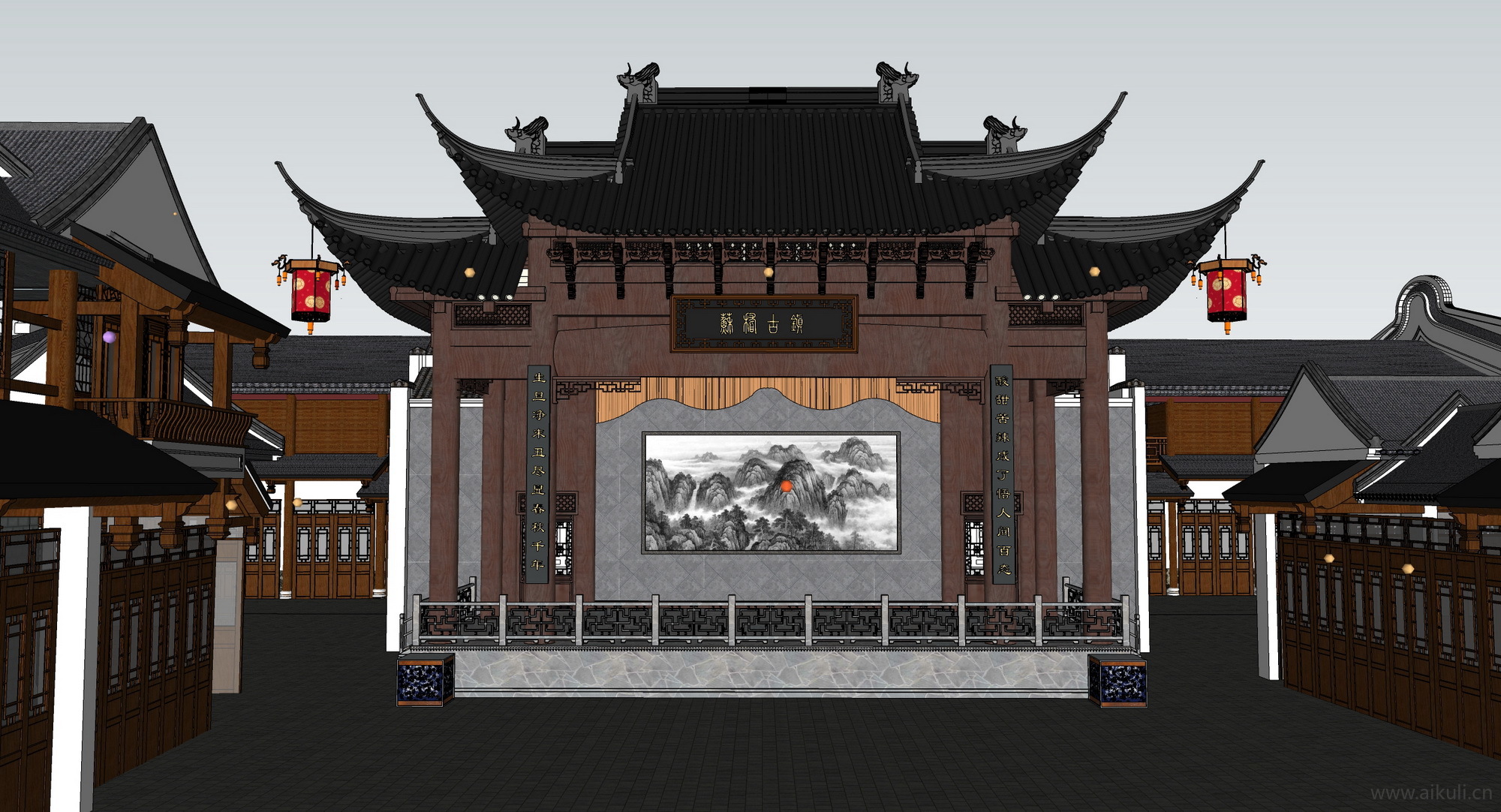 中式乡村戏台SU模型