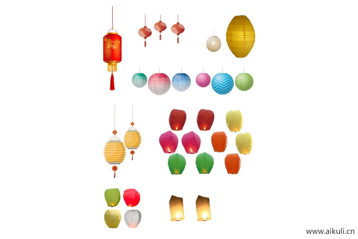 PSD免扣孔明灯新年装饰挂件