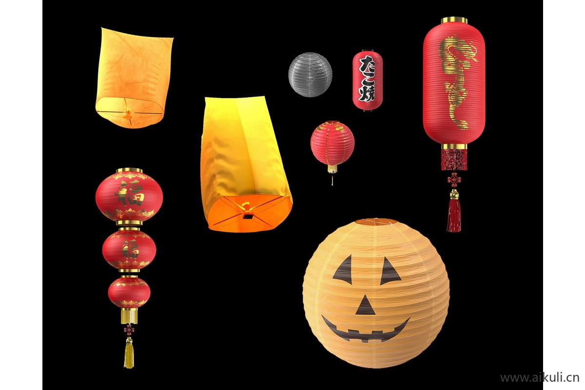 新中式节日氛围新年装饰挂件PS素材