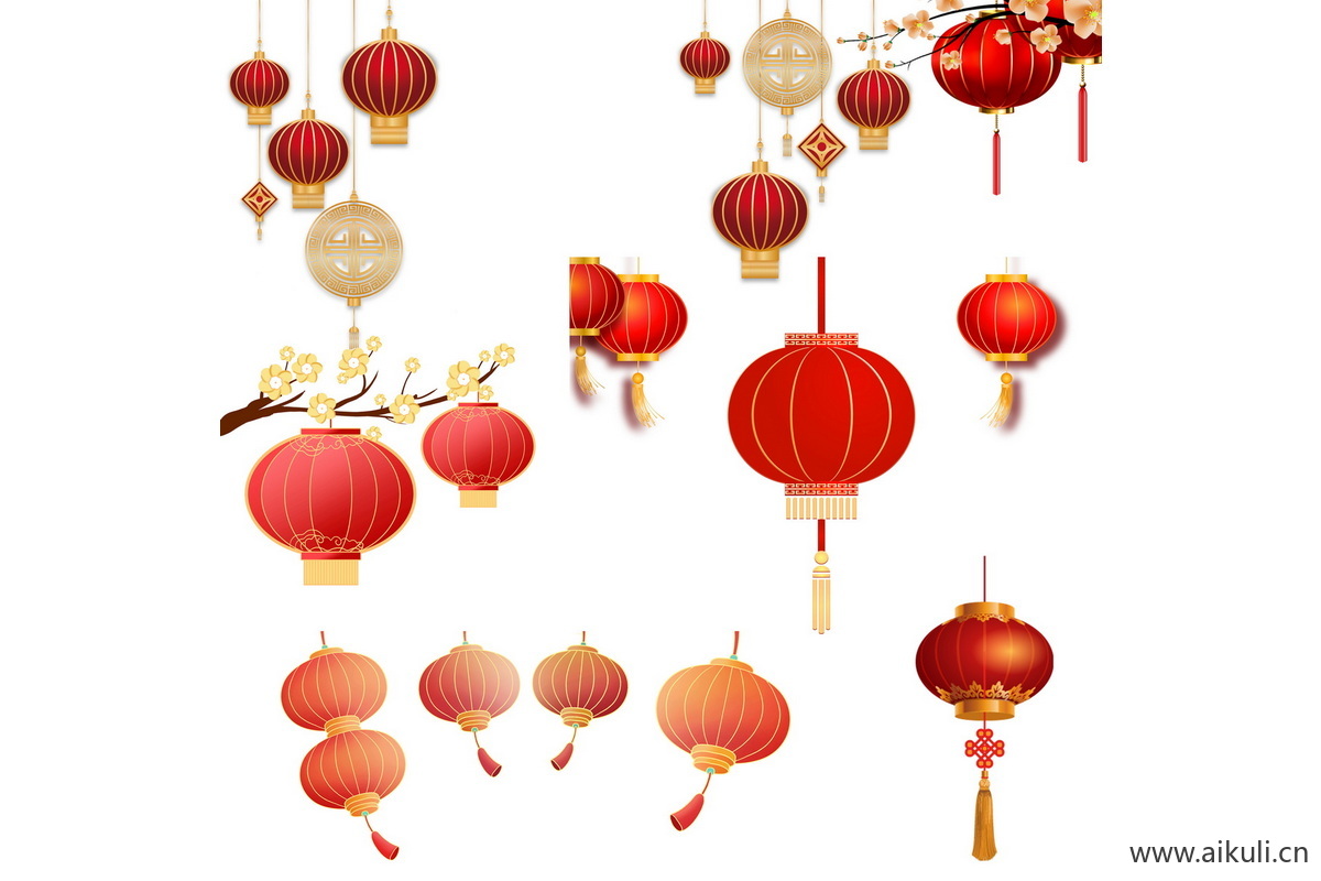 节日氛围节庆灯笼新年装饰挂件PS素材