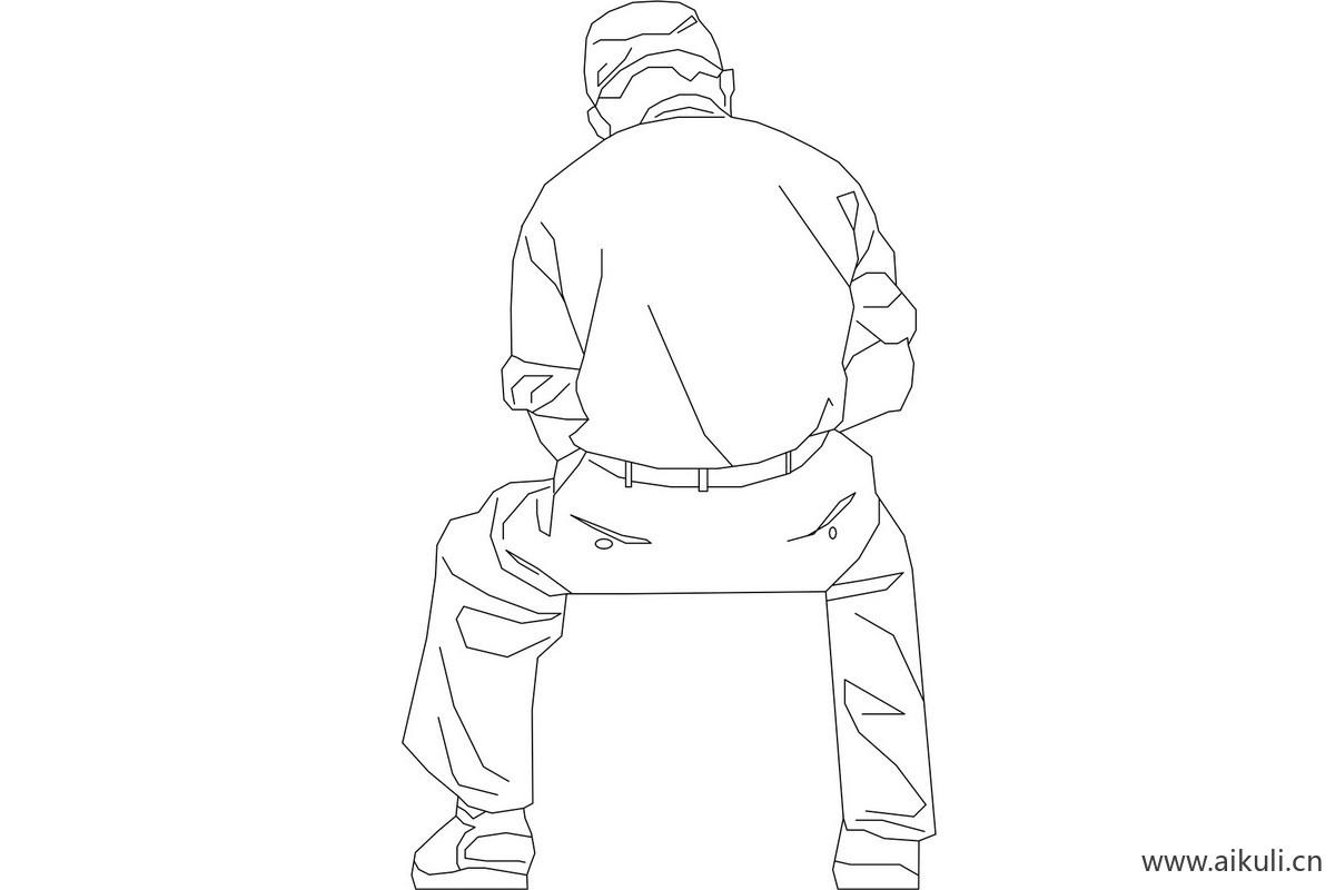 现代PSD素材V线稿人物坐姿蹲姿