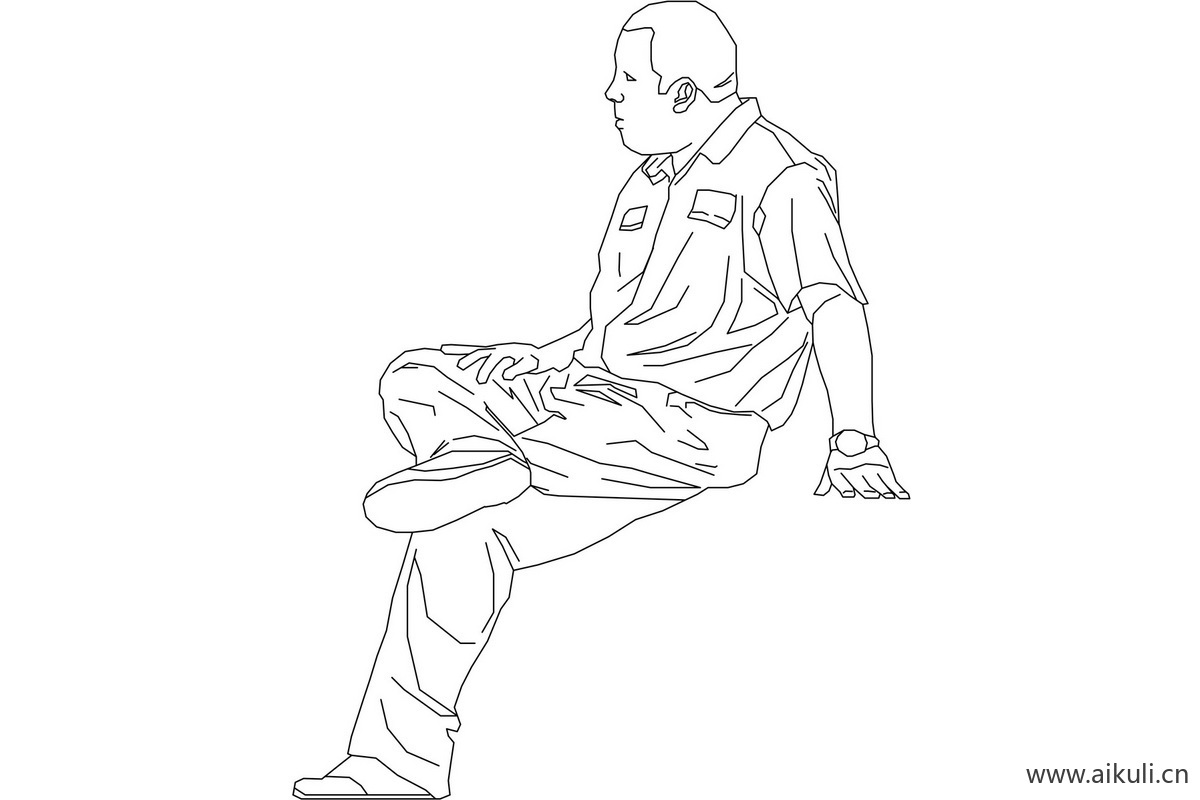 现代PSD素材M线稿人物坐姿蹲姿